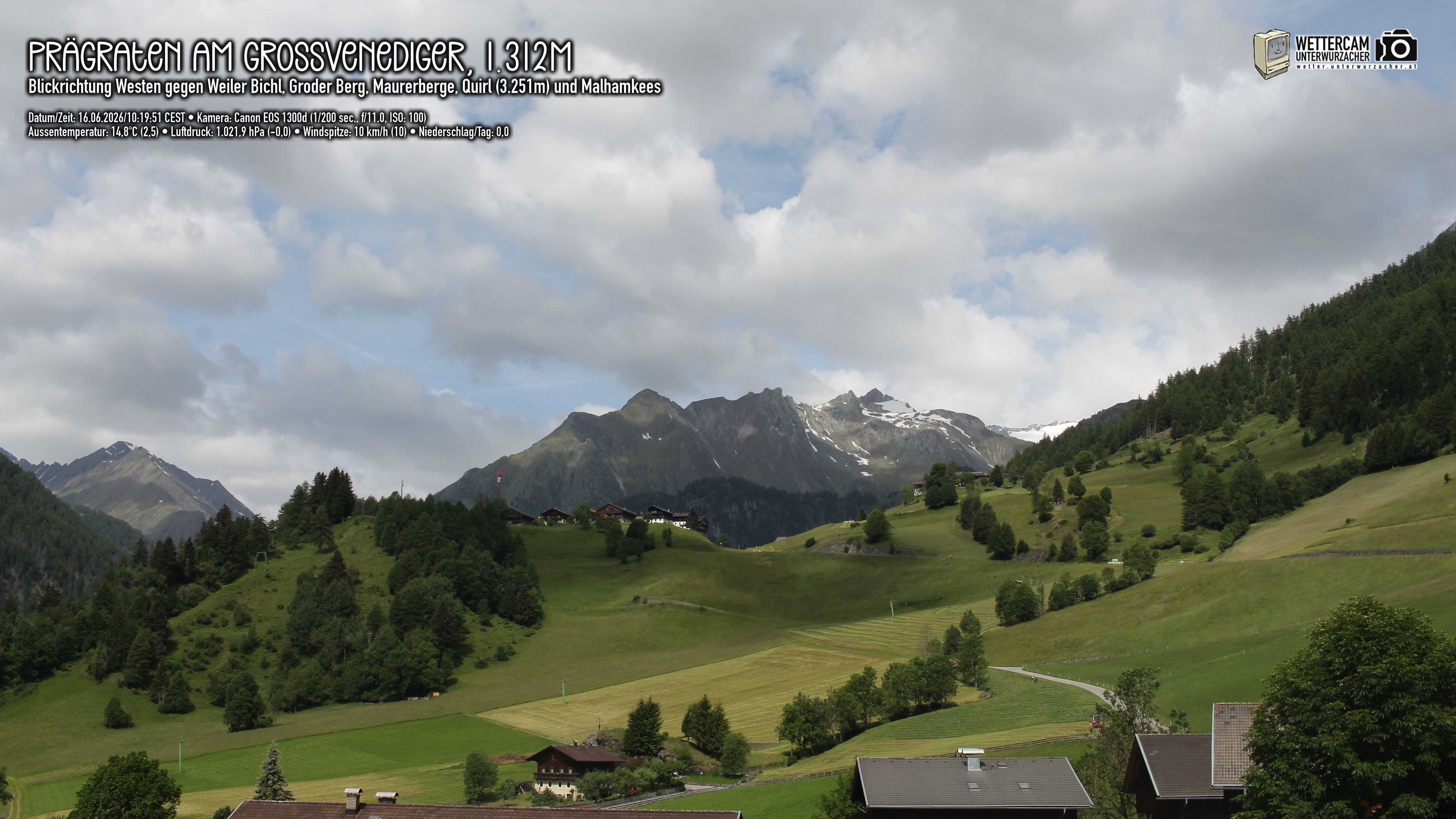 Archived image Webcam Prägraten am Großvenediger - Maurer Berge