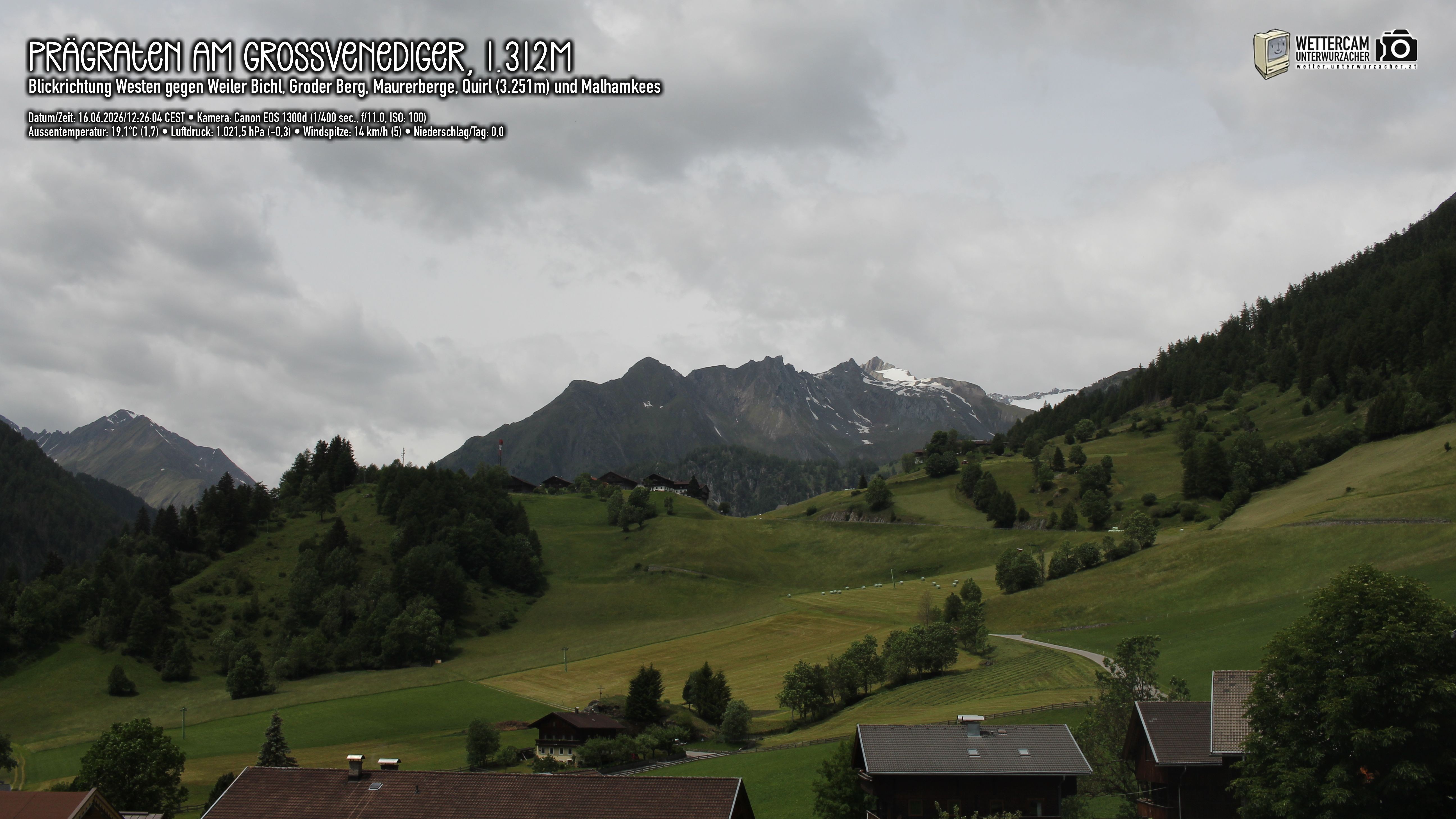Archived image Webcam Prägraten am Großvenediger - Maurer Berge