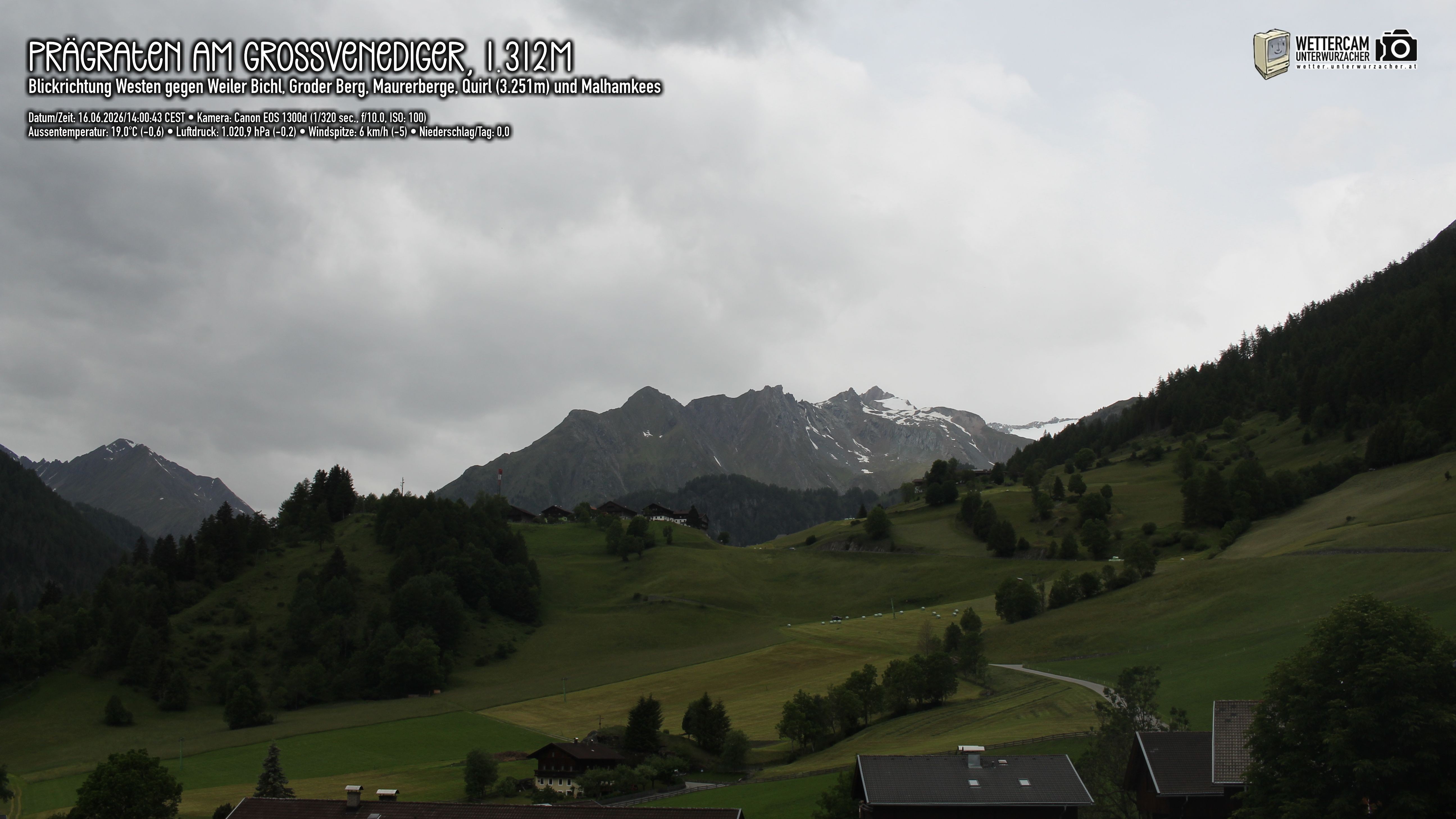 Archived image Webcam Prägraten am Großvenediger - Maurer Berge