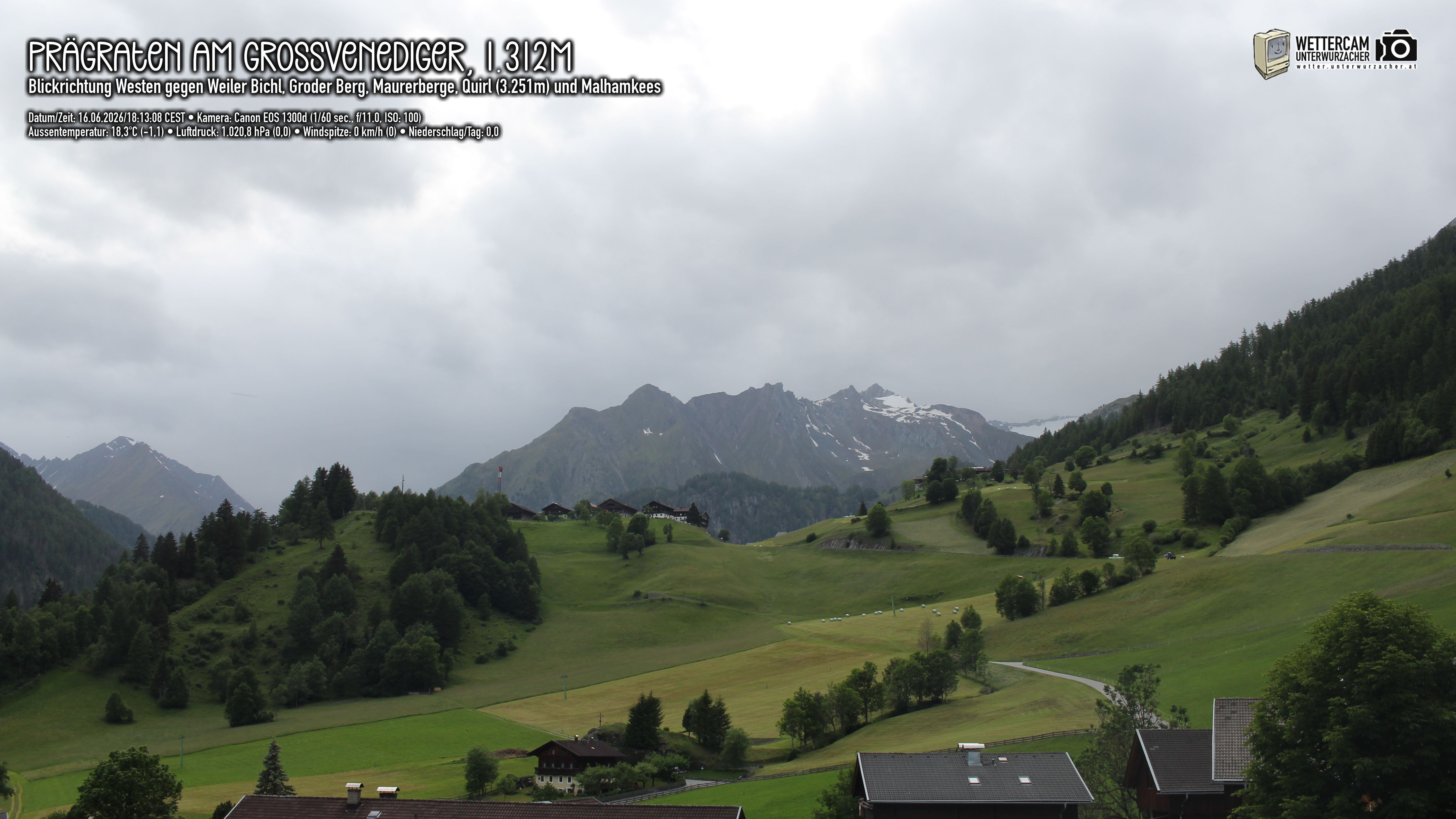 Archived image Webcam Prägraten am Großvenediger - Maurer Berge