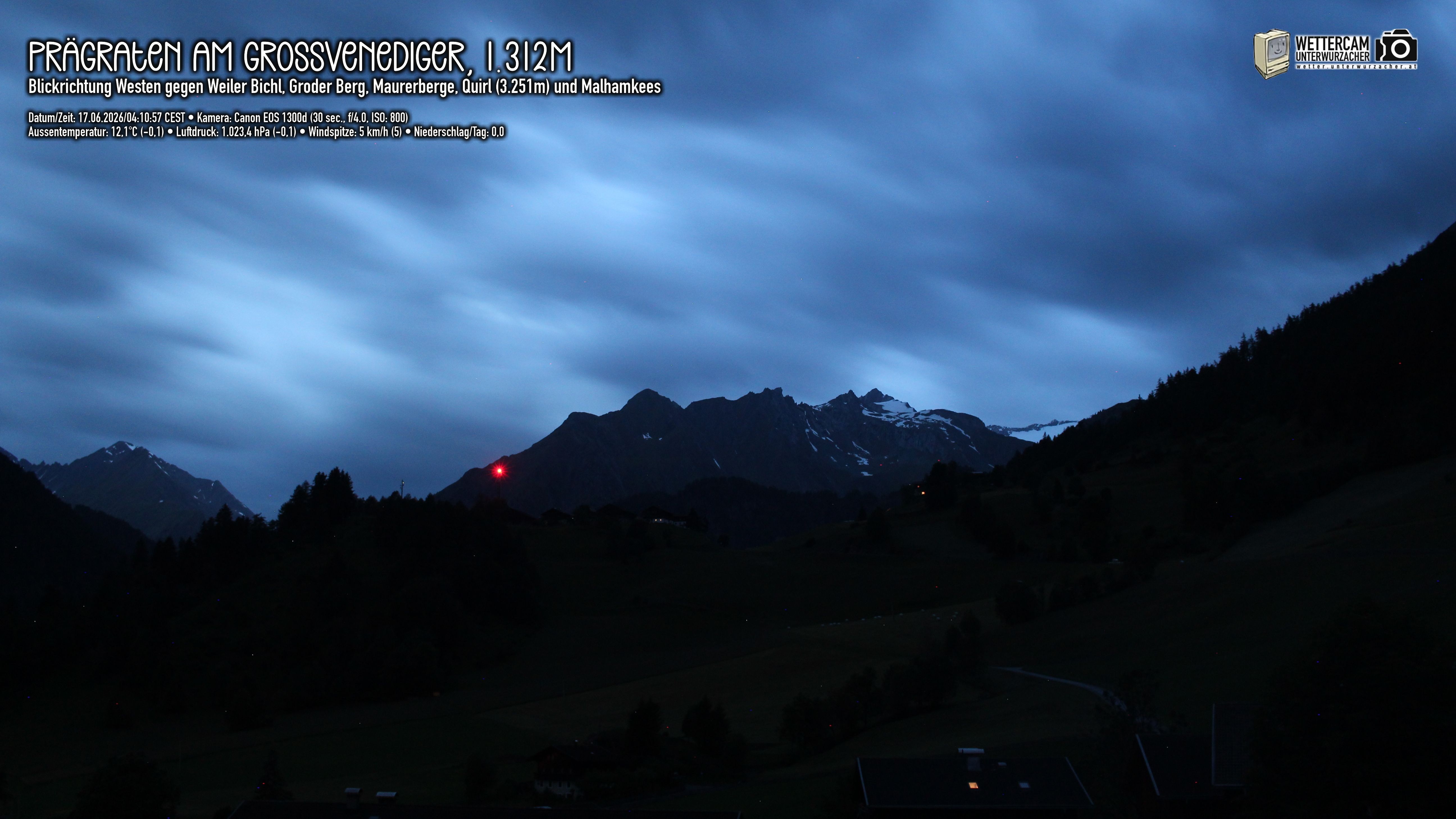 Archiv Foto Webcam Prägraten am Großvenediger - Dorf Bichl und Maurer Berge
