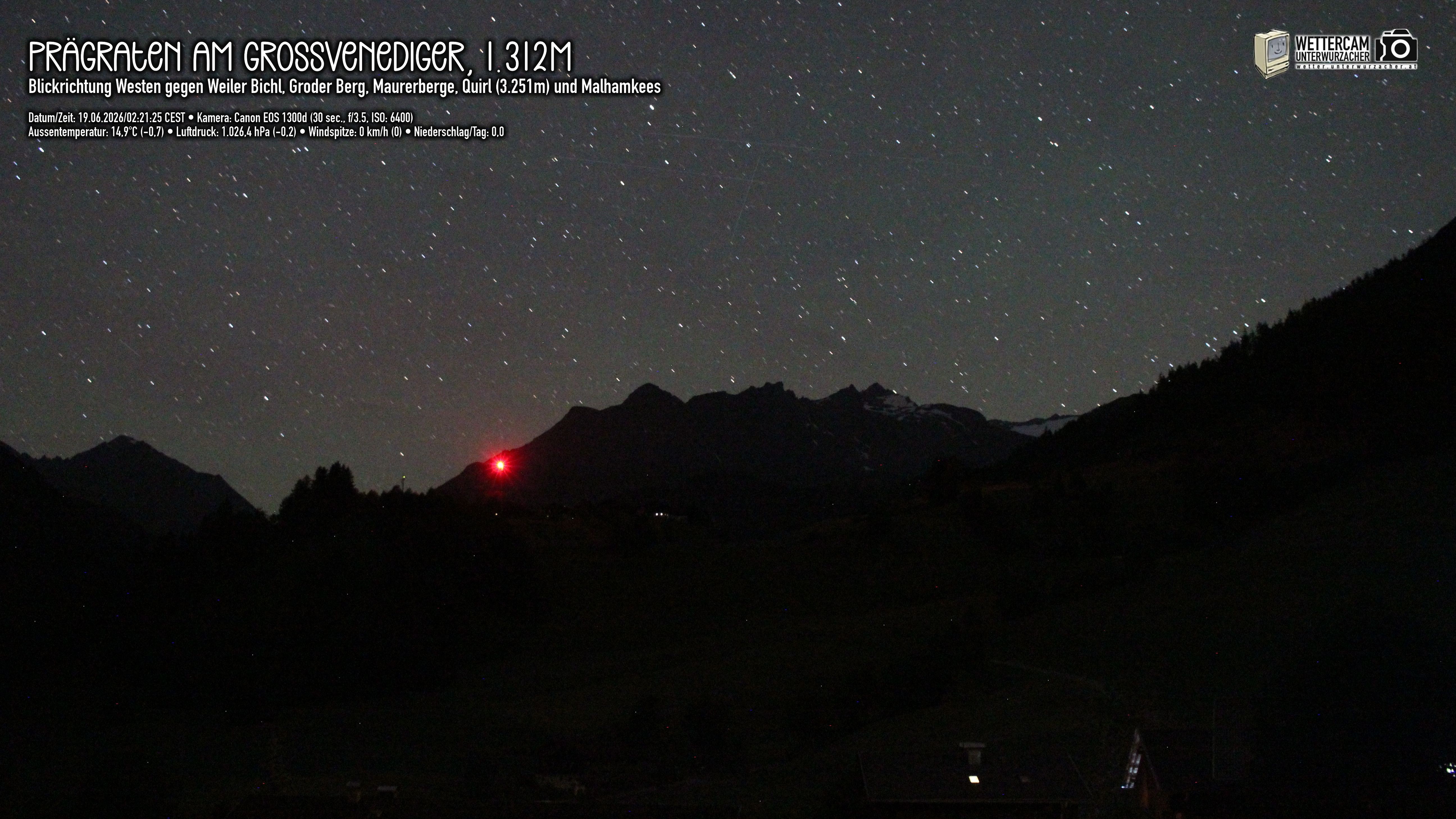 Archiv Foto Webcam Prägraten am Großvenediger - Dorf Bichl und Maurer Berge