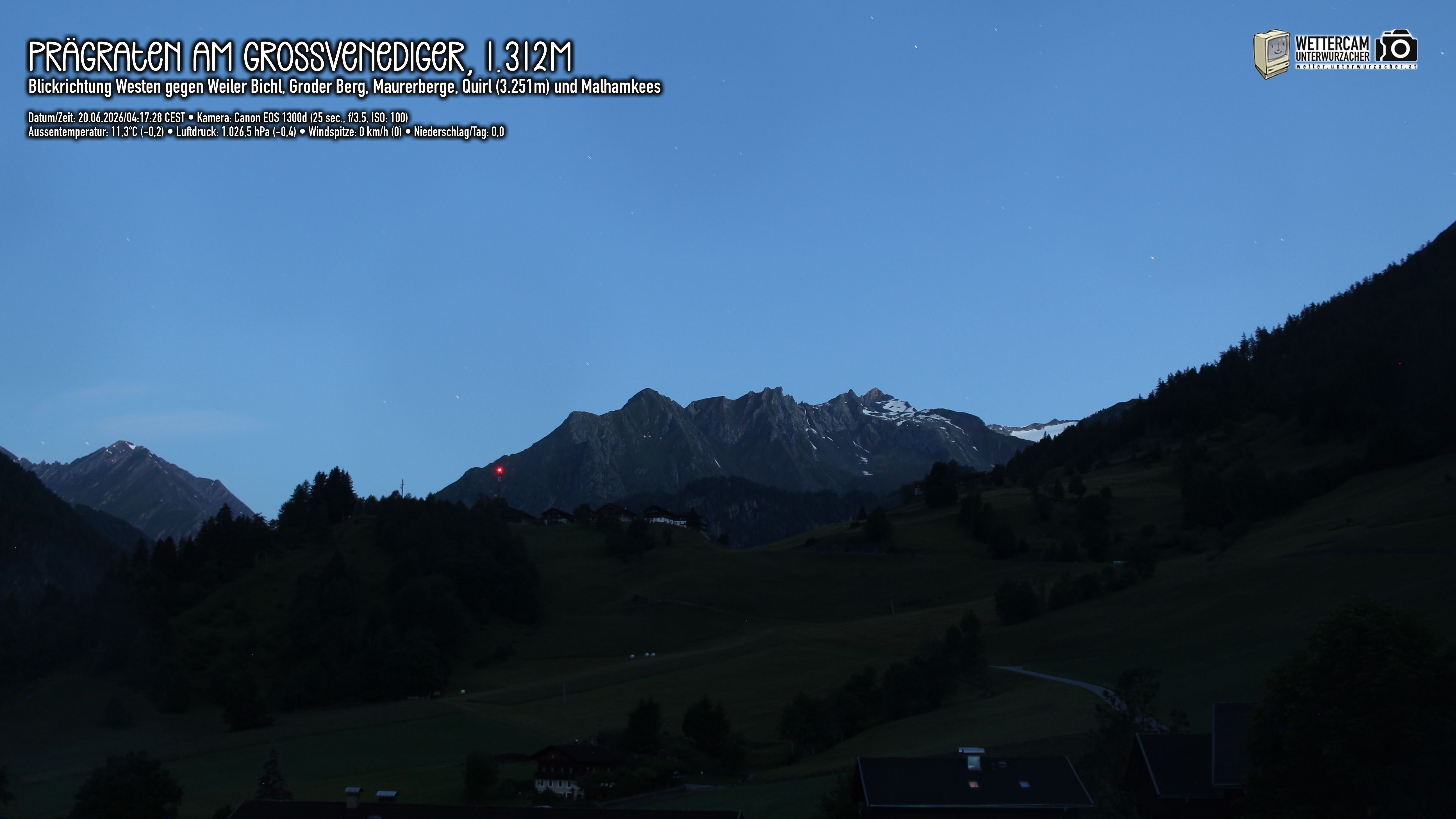 Archived image Webcam Prägraten am Großvenediger - Maurer Berge