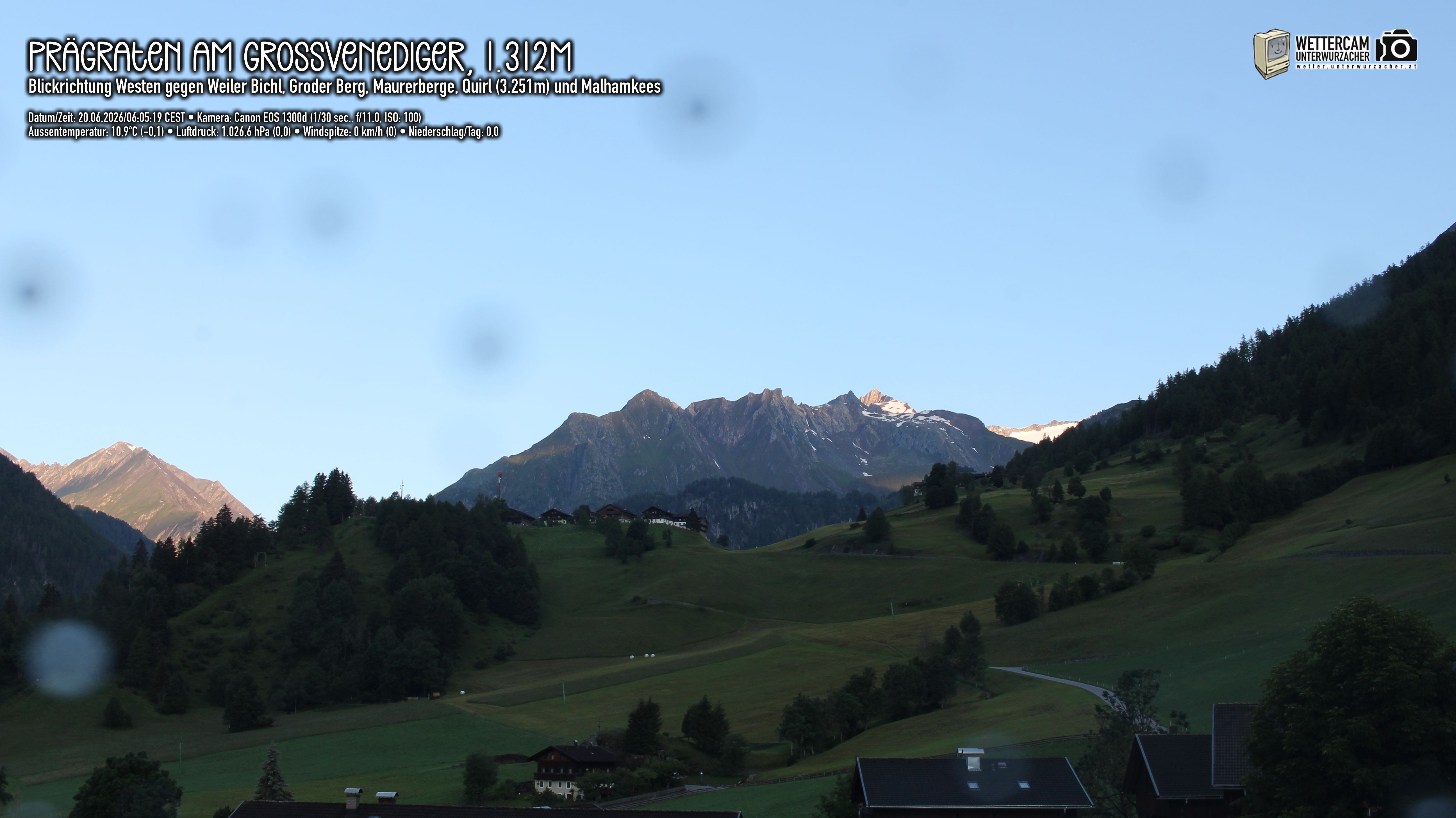 Archived image Webcam Prägraten am Großvenediger - Maurer Berge