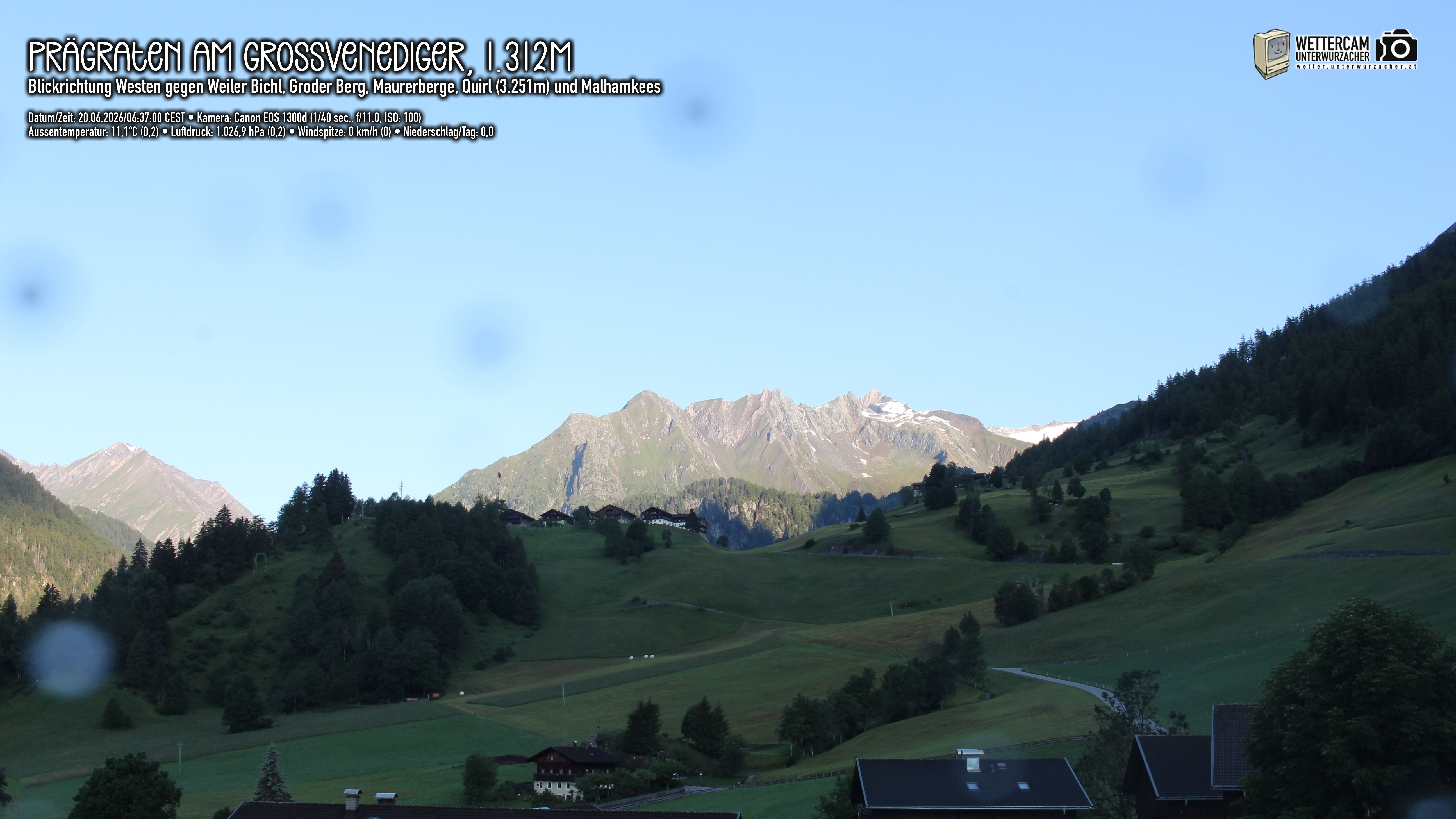 Archived image Webcam Prägraten am Großvenediger - Maurer Berge