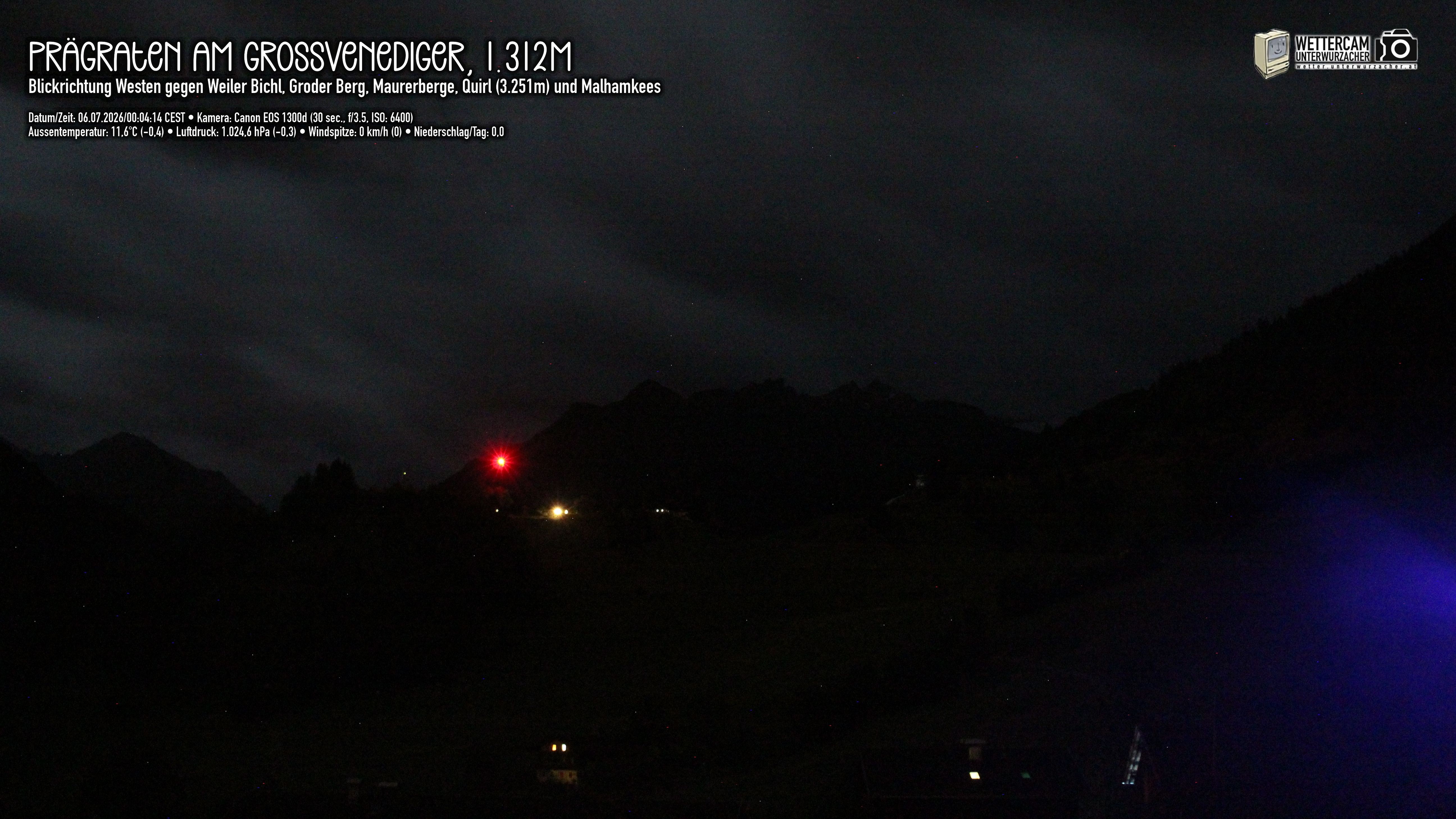 Archiv Foto Webcam Prägraten am Großvenediger - Dorf Bichl und Maurer Berge