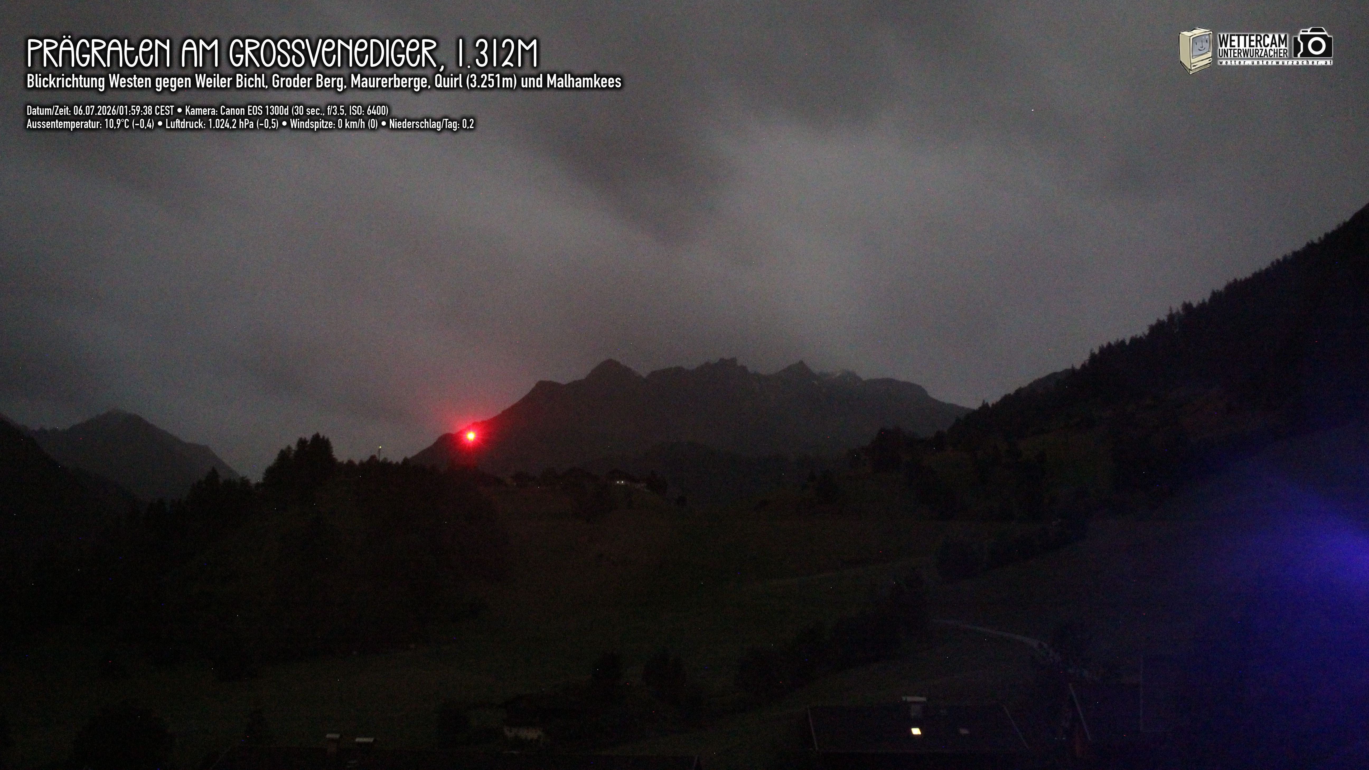 Archiv Foto Webcam Prägraten am Großvenediger - Dorf Bichl und Maurer Berge