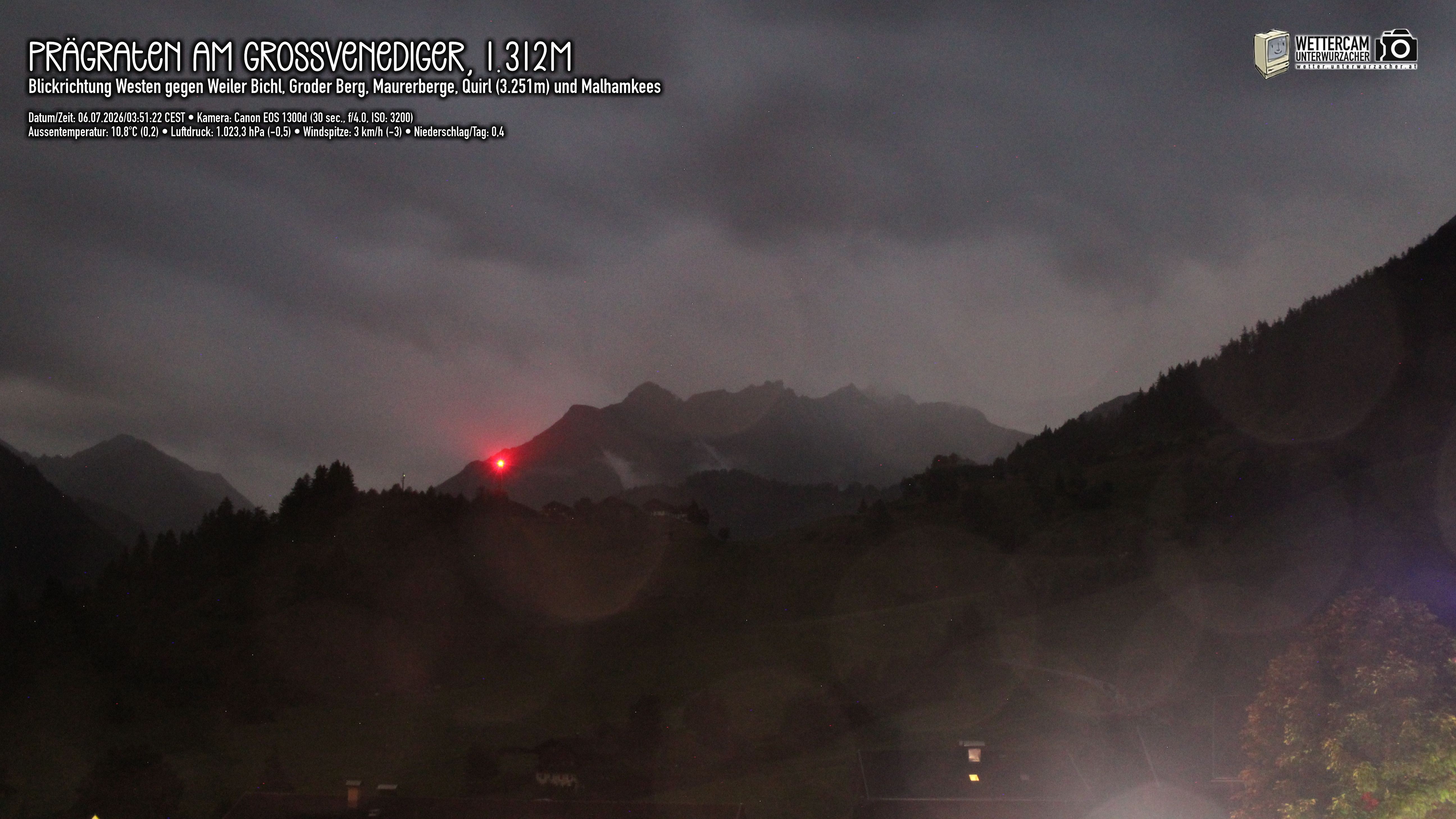 Archiv Foto Webcam Prägraten am Großvenediger - Dorf Bichl und Maurer Berge