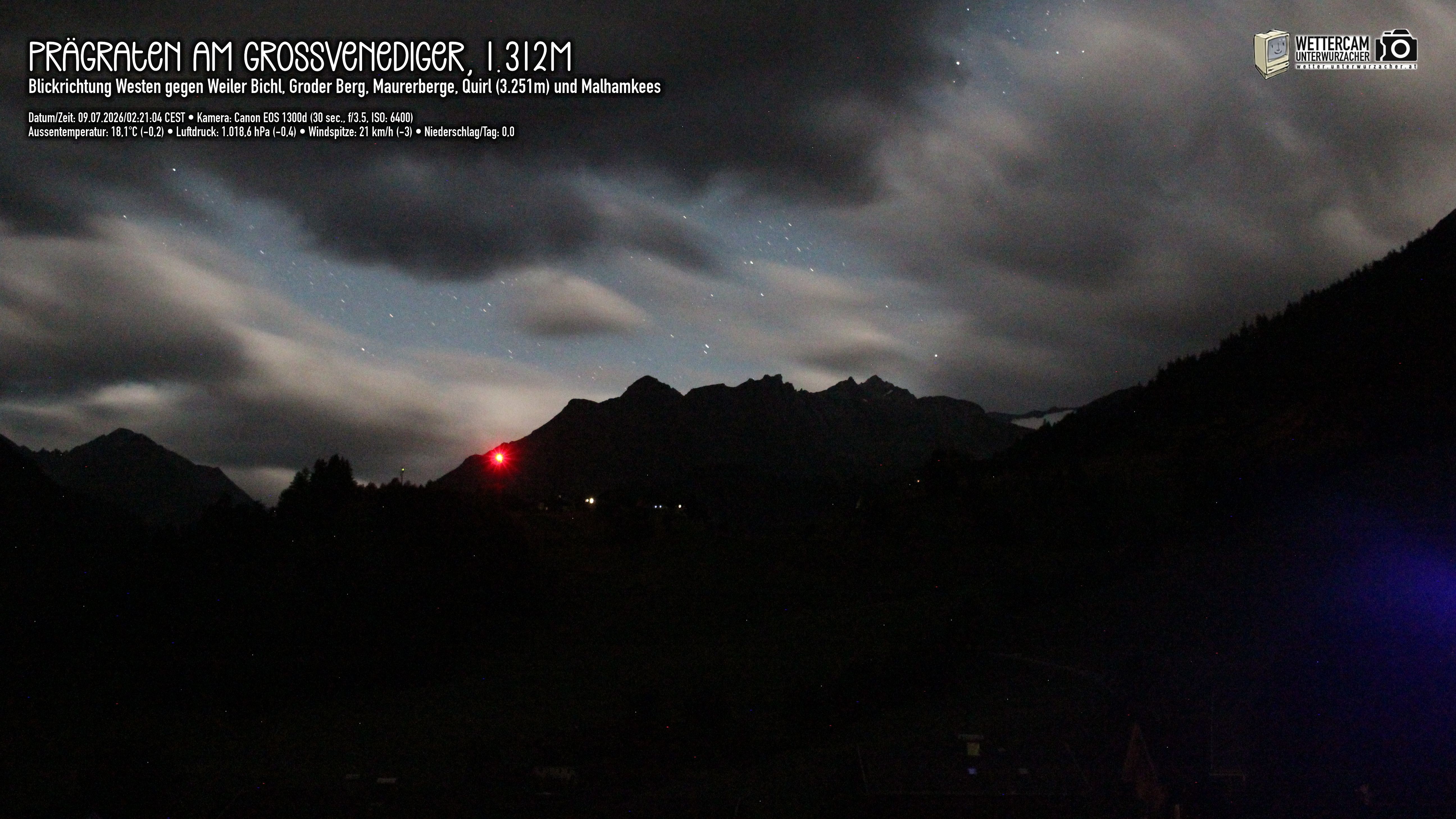 Archiv Foto Webcam Prägraten am Großvenediger - Dorf Bichl und Maurer Berge