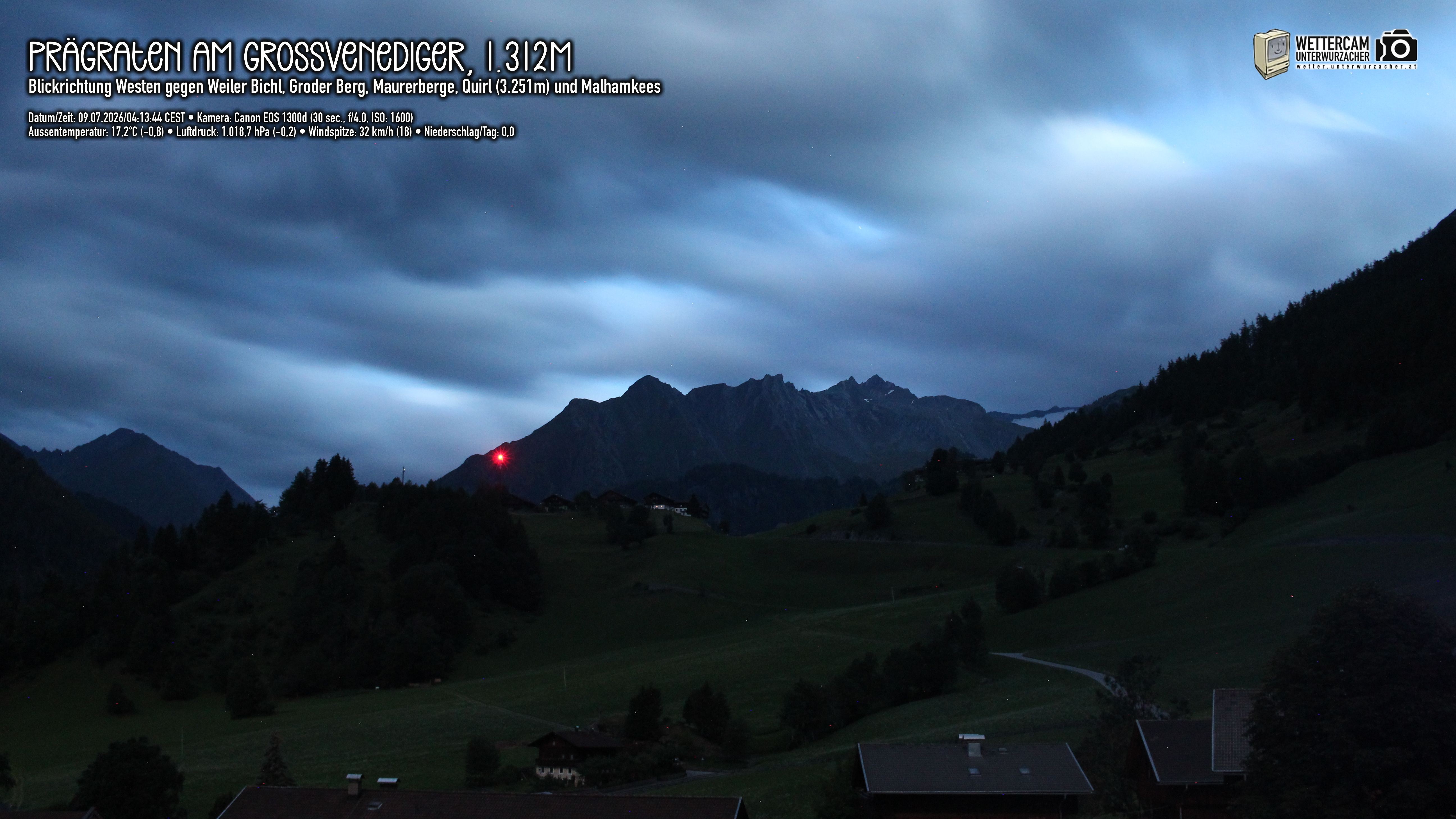 Archiv Foto Webcam Prägraten am Großvenediger - Dorf Bichl und Maurer Berge