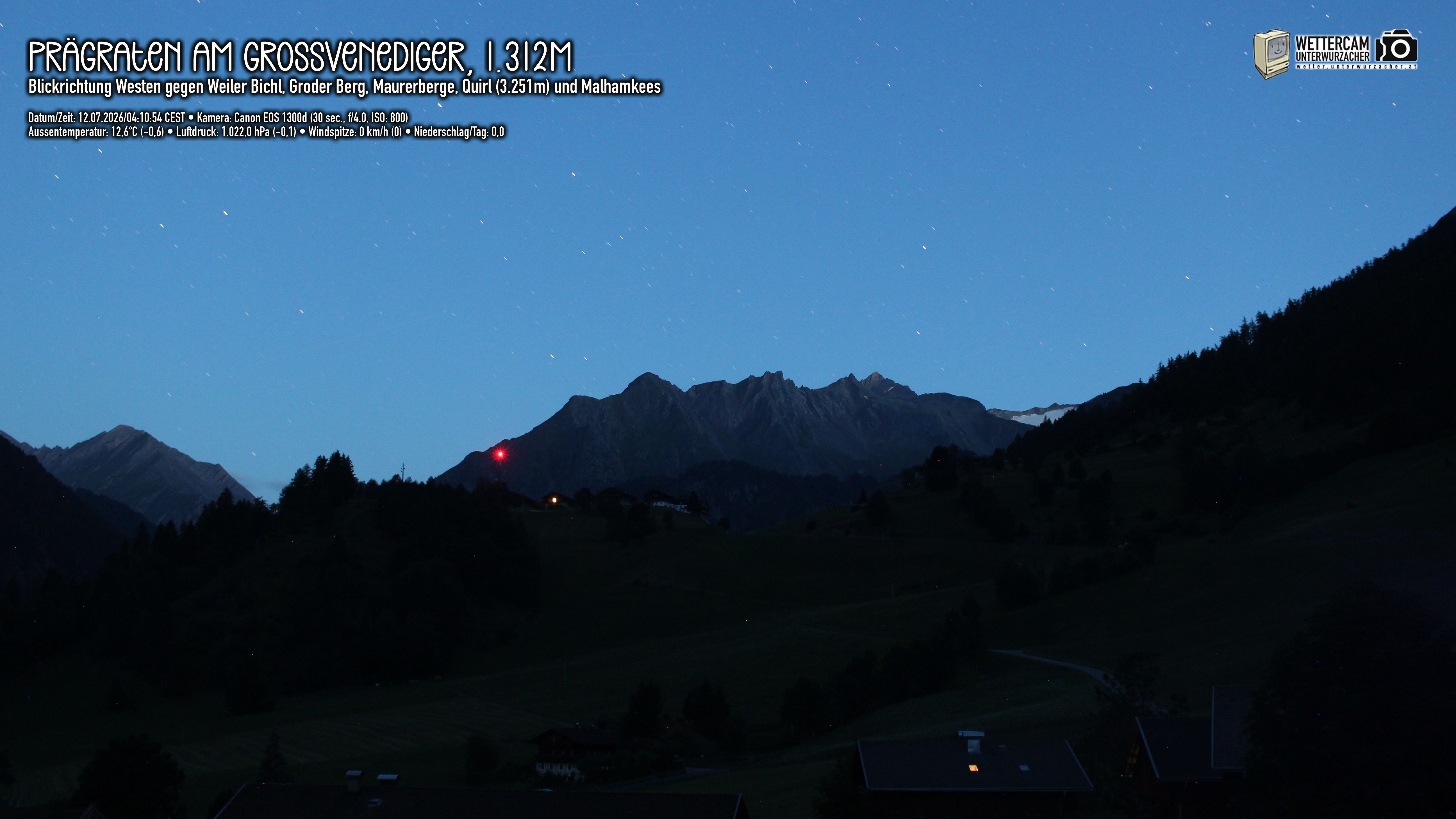Archiv Foto Webcam Prägraten am Großvenediger - Dorf Bichl und Maurer Berge