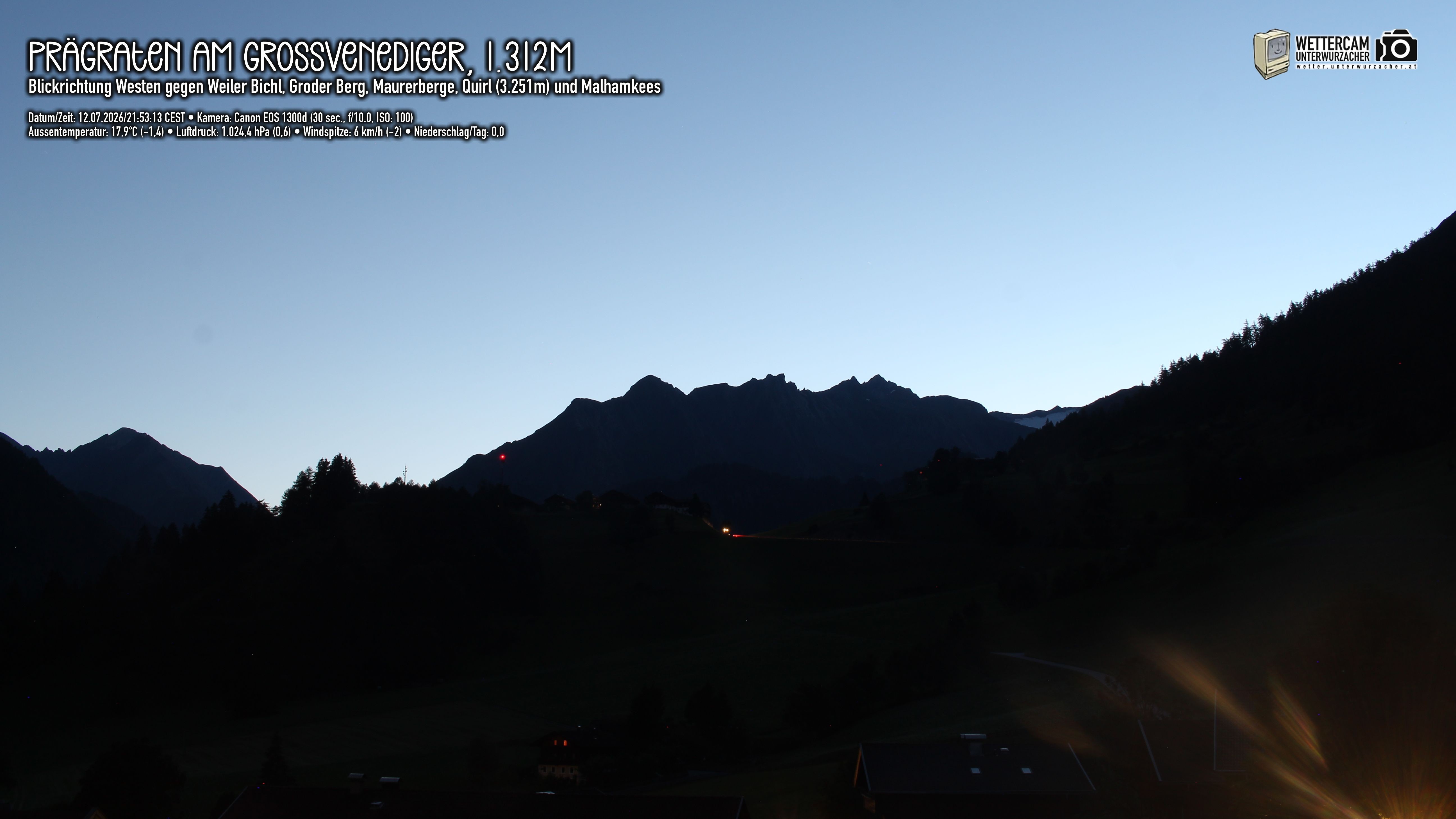 Archived image Webcam Prägraten am Großvenediger - Maurer Berge