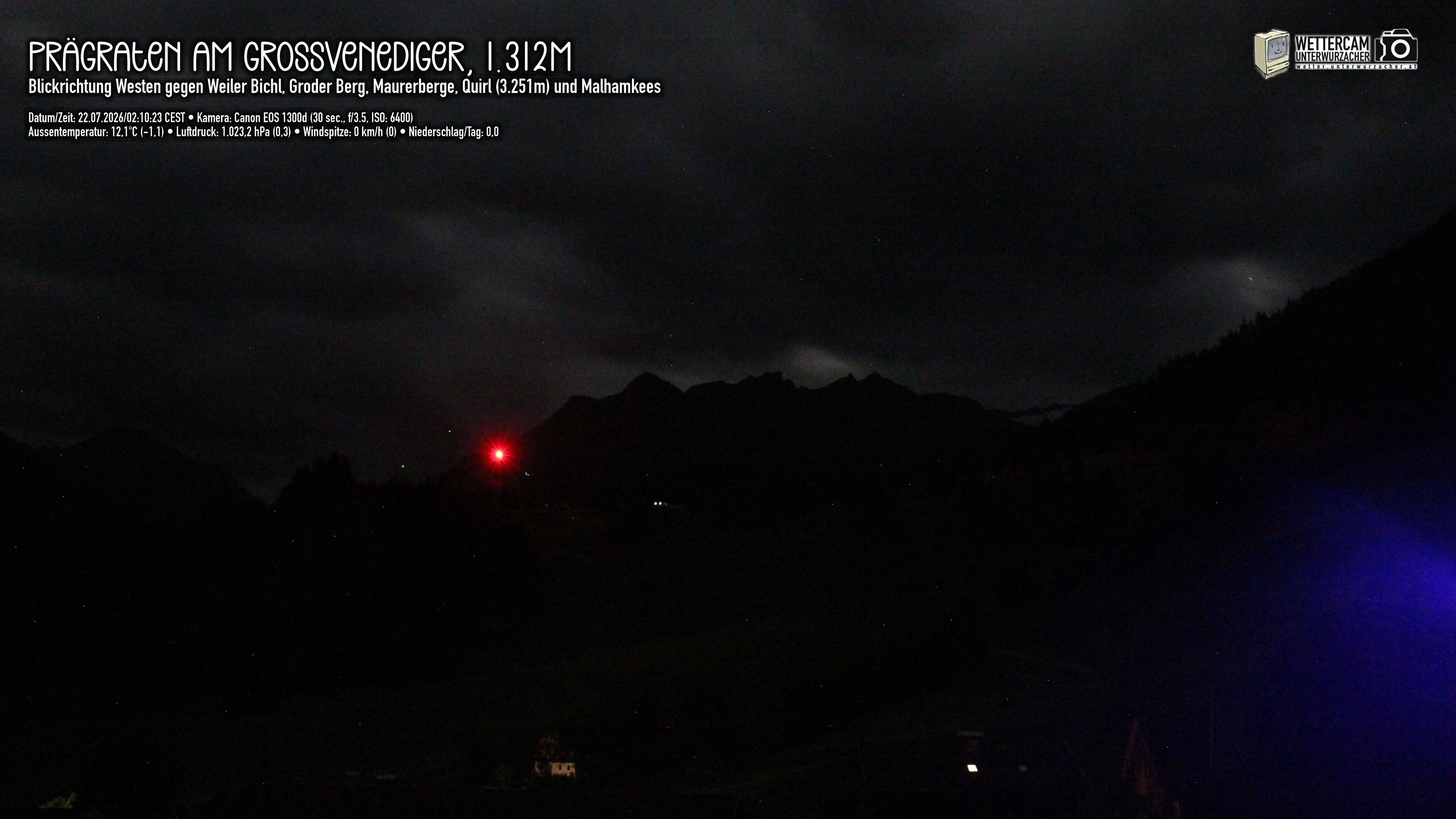 Archiv Foto Webcam Prägraten am Großvenediger - Dorf Bichl und Maurer Berge