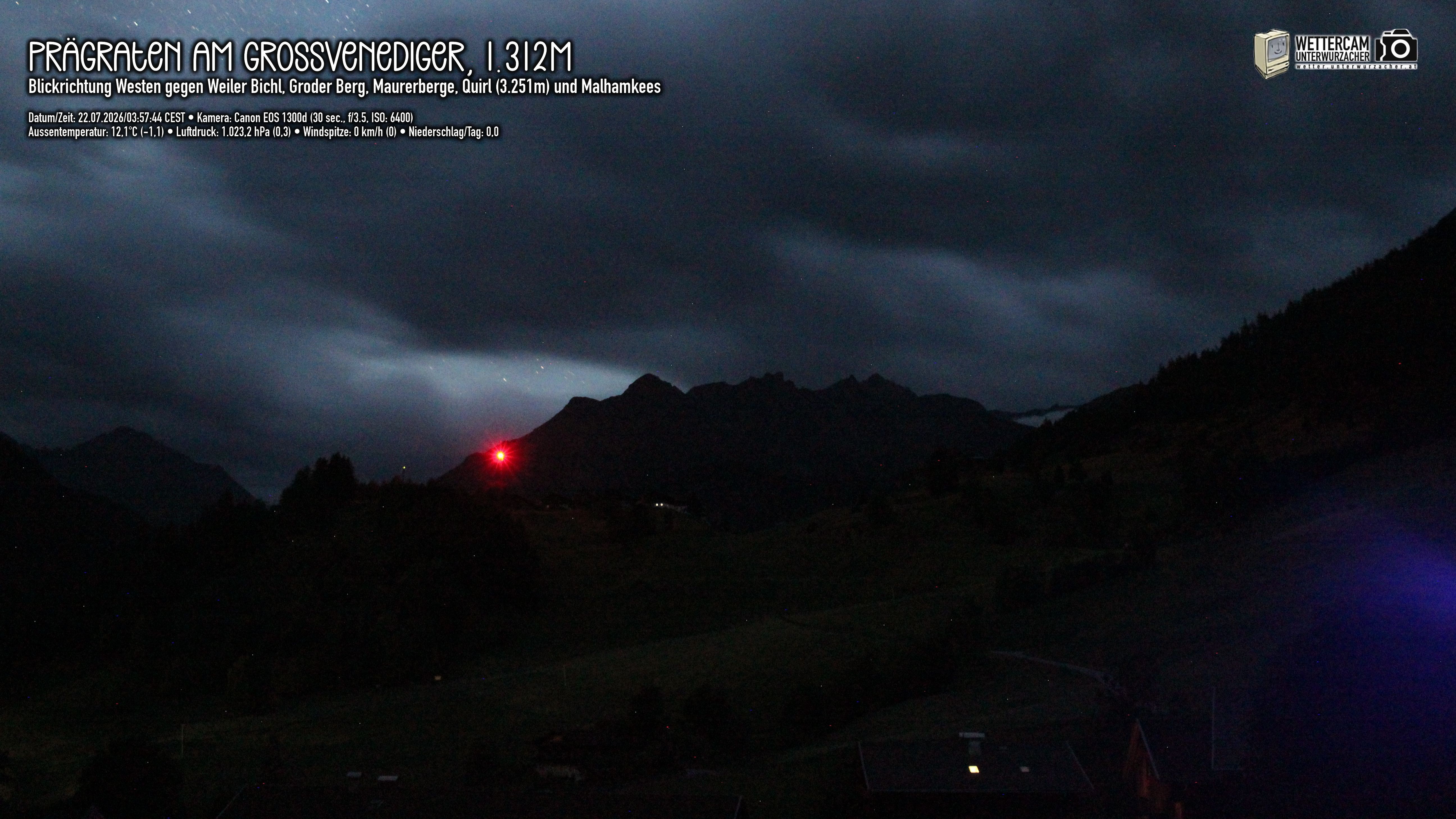 Archiv Foto Webcam Prägraten am Großvenediger - Dorf Bichl und Maurer Berge