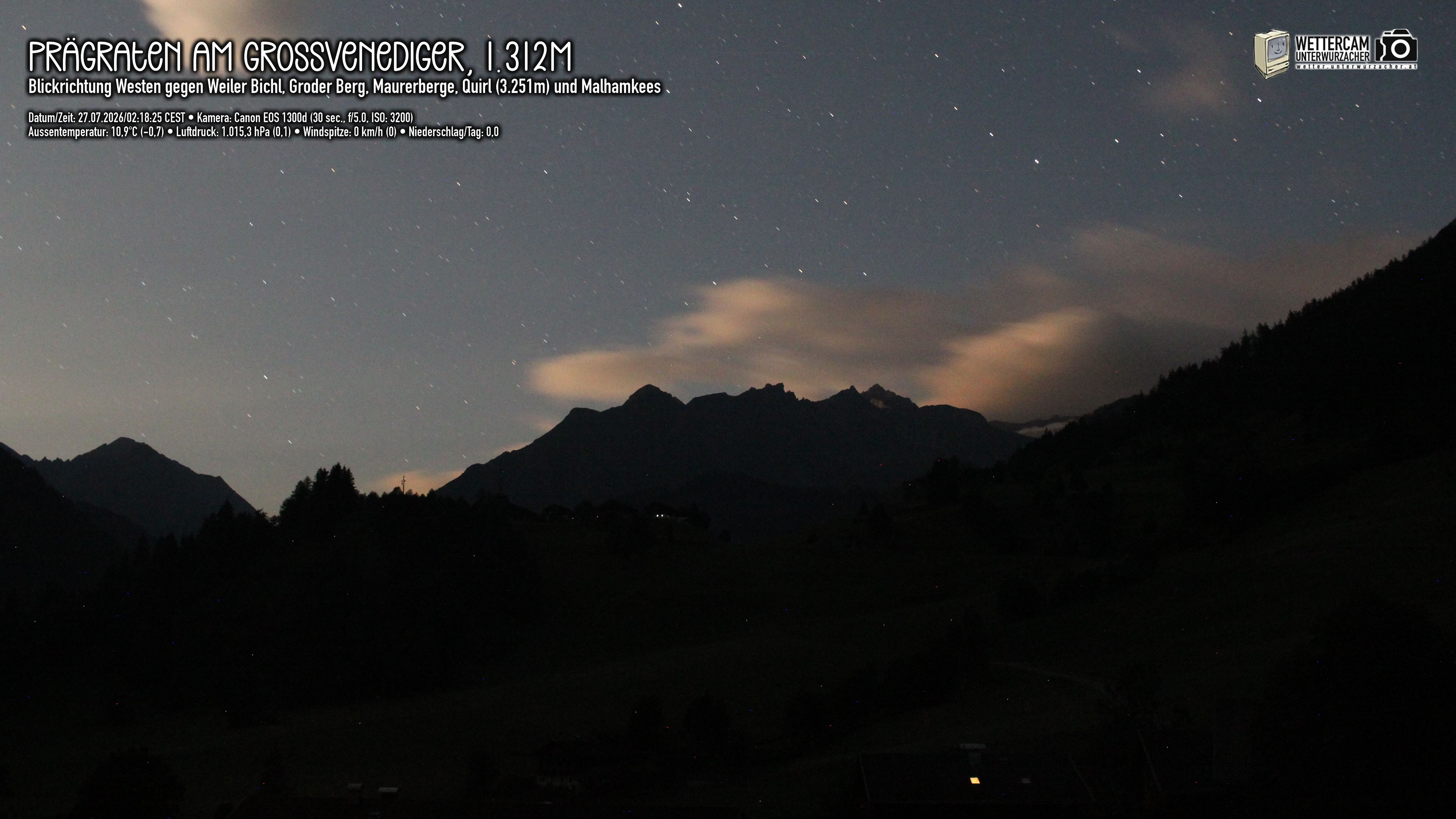 Archiv Foto Webcam Prägraten am Großvenediger - Dorf Bichl und Maurer Berge