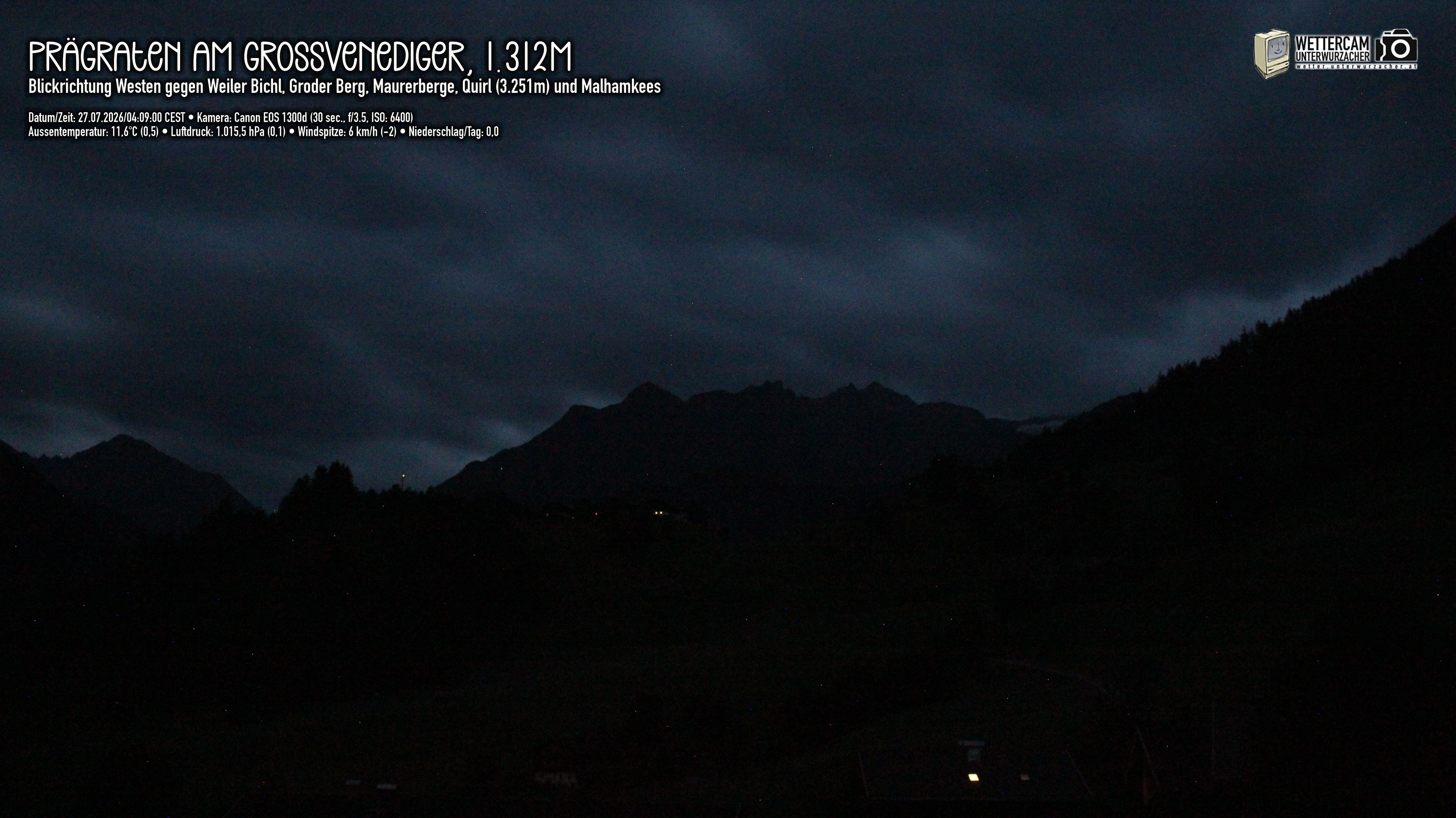 Archiv Foto Webcam Prägraten am Großvenediger - Dorf Bichl und Maurer Berge