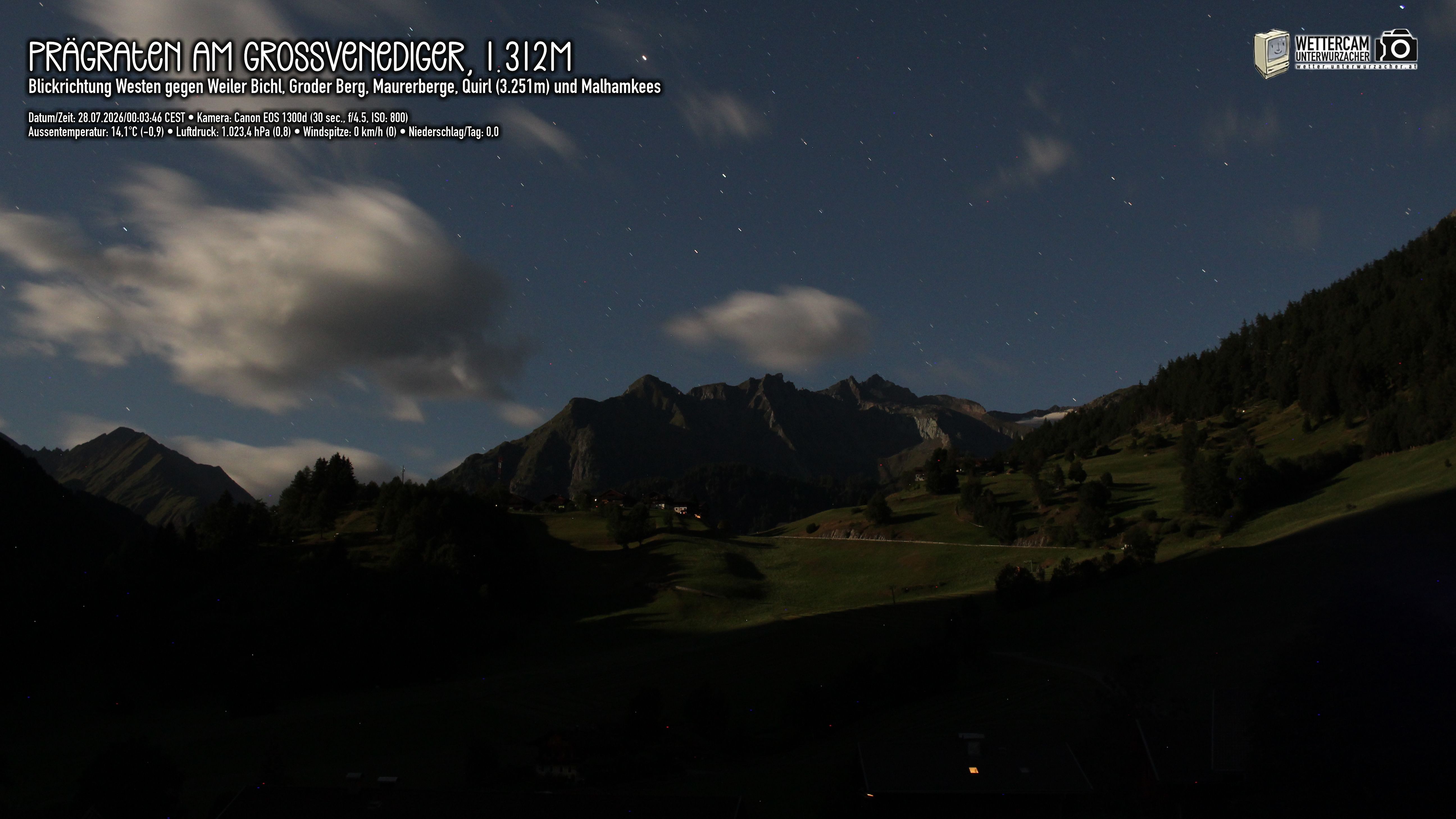 Archived image Webcam Prägraten am Großvenediger - Maurer Berge