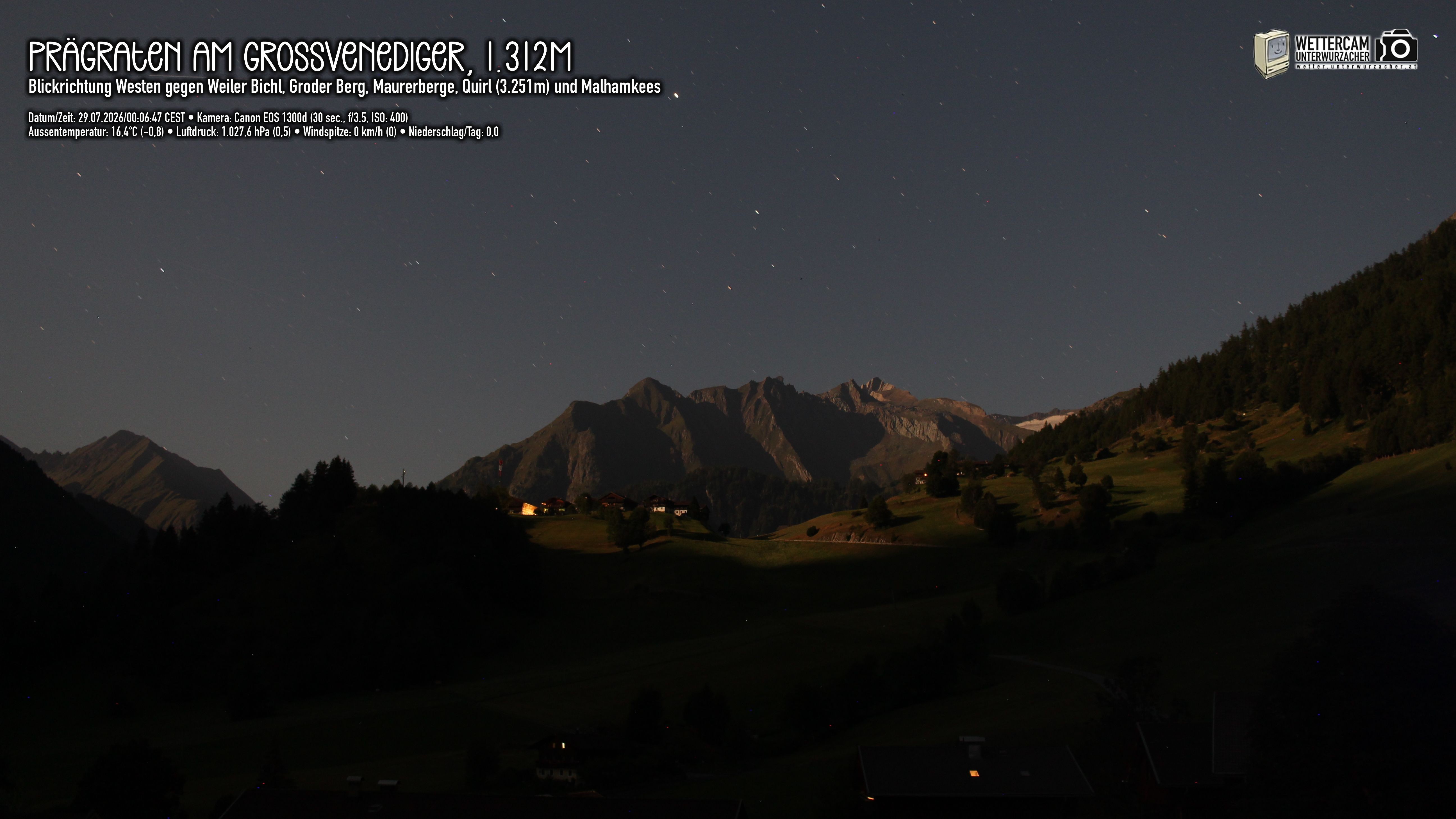 Archiv Foto Webcam Prägraten am Großvenediger - Dorf Bichl und Maurer Berge