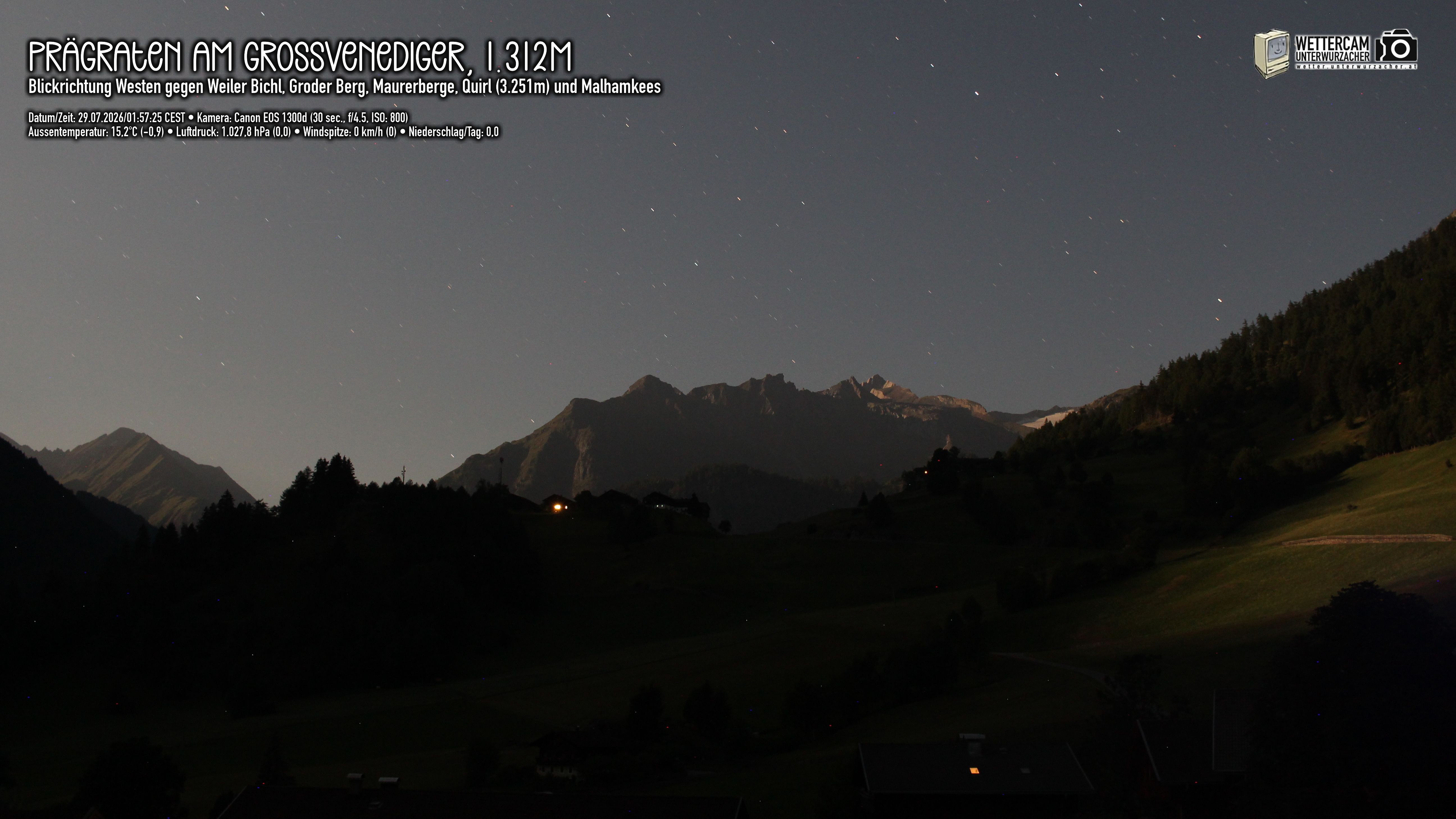 Archiv Foto Webcam Prägraten am Großvenediger - Dorf Bichl und Maurer Berge