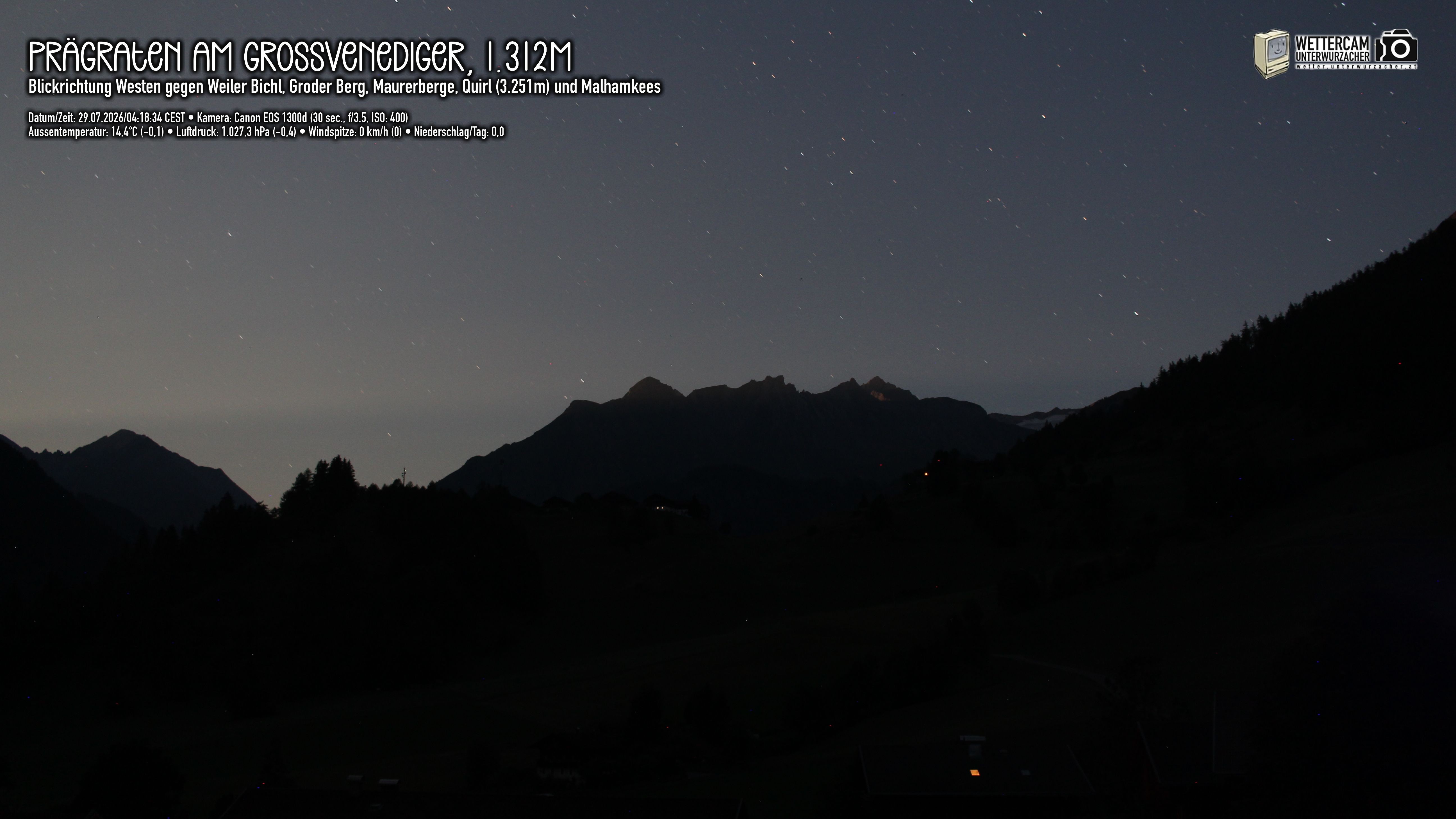 Archiv Foto Webcam Prägraten am Großvenediger - Dorf Bichl und Maurer Berge