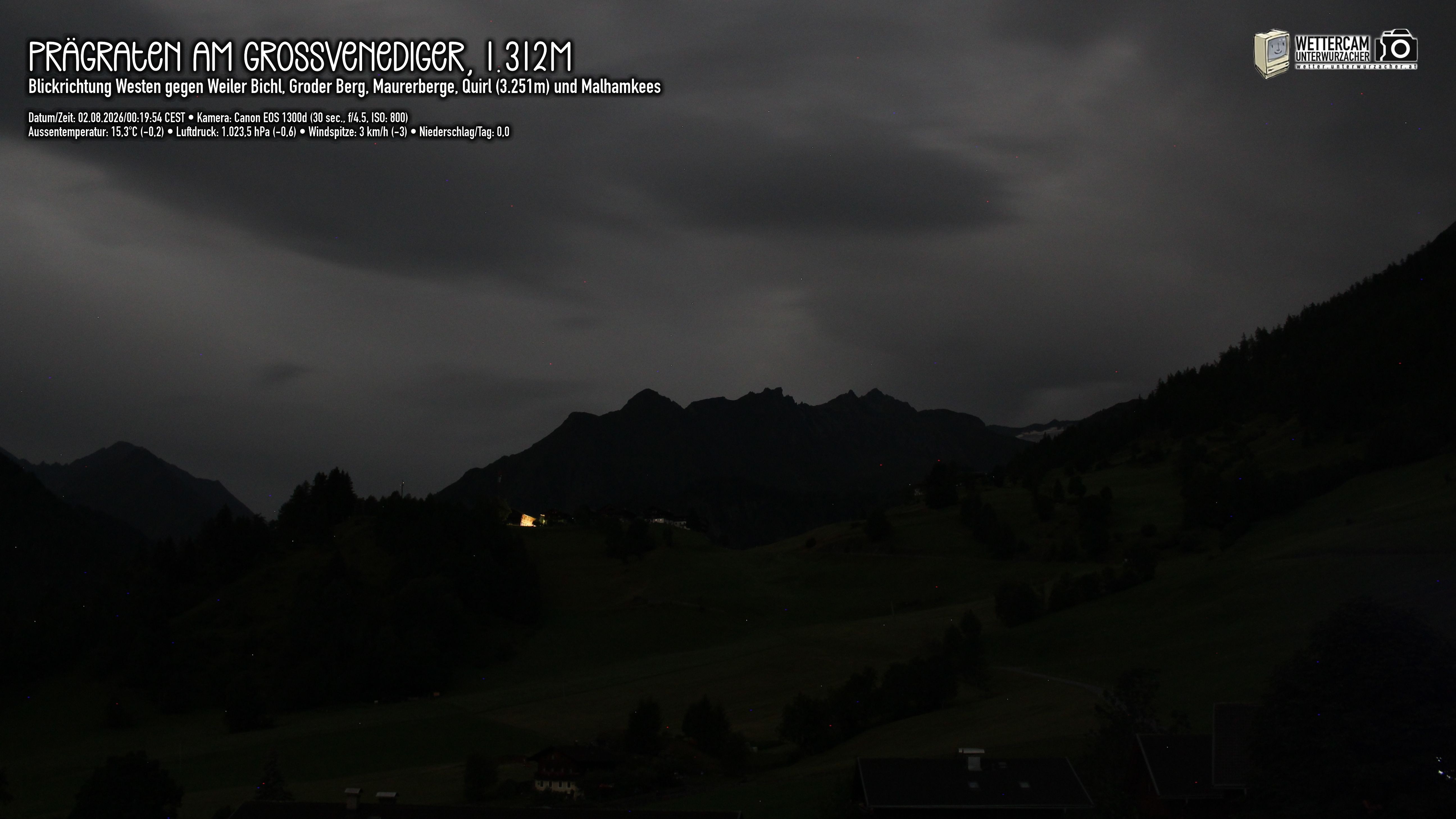 Archiv Foto Webcam Prägraten am Großvenediger - Dorf Bichl und Maurer Berge