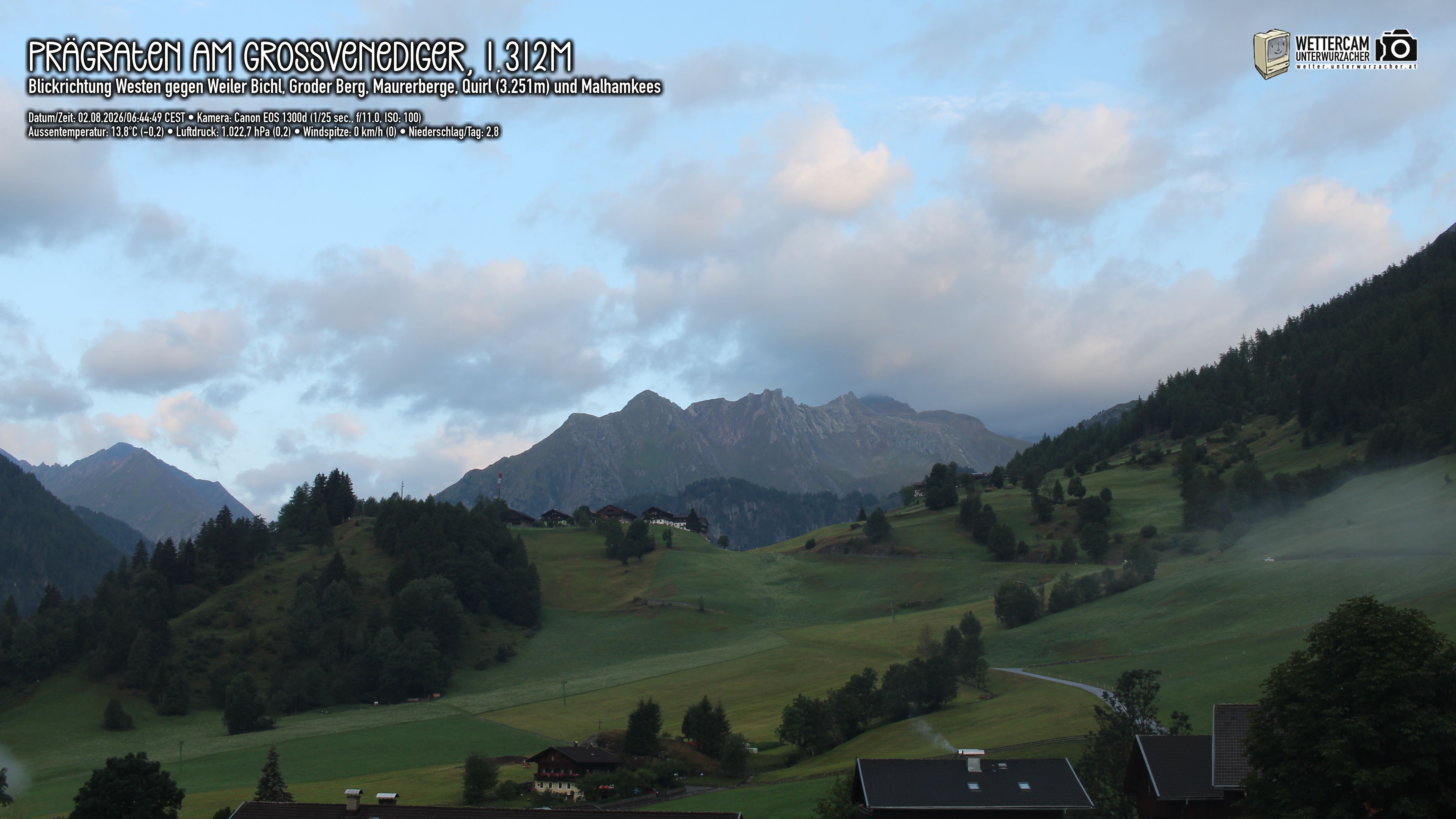 Archived image Webcam Prägraten am Großvenediger - Maurer Berge