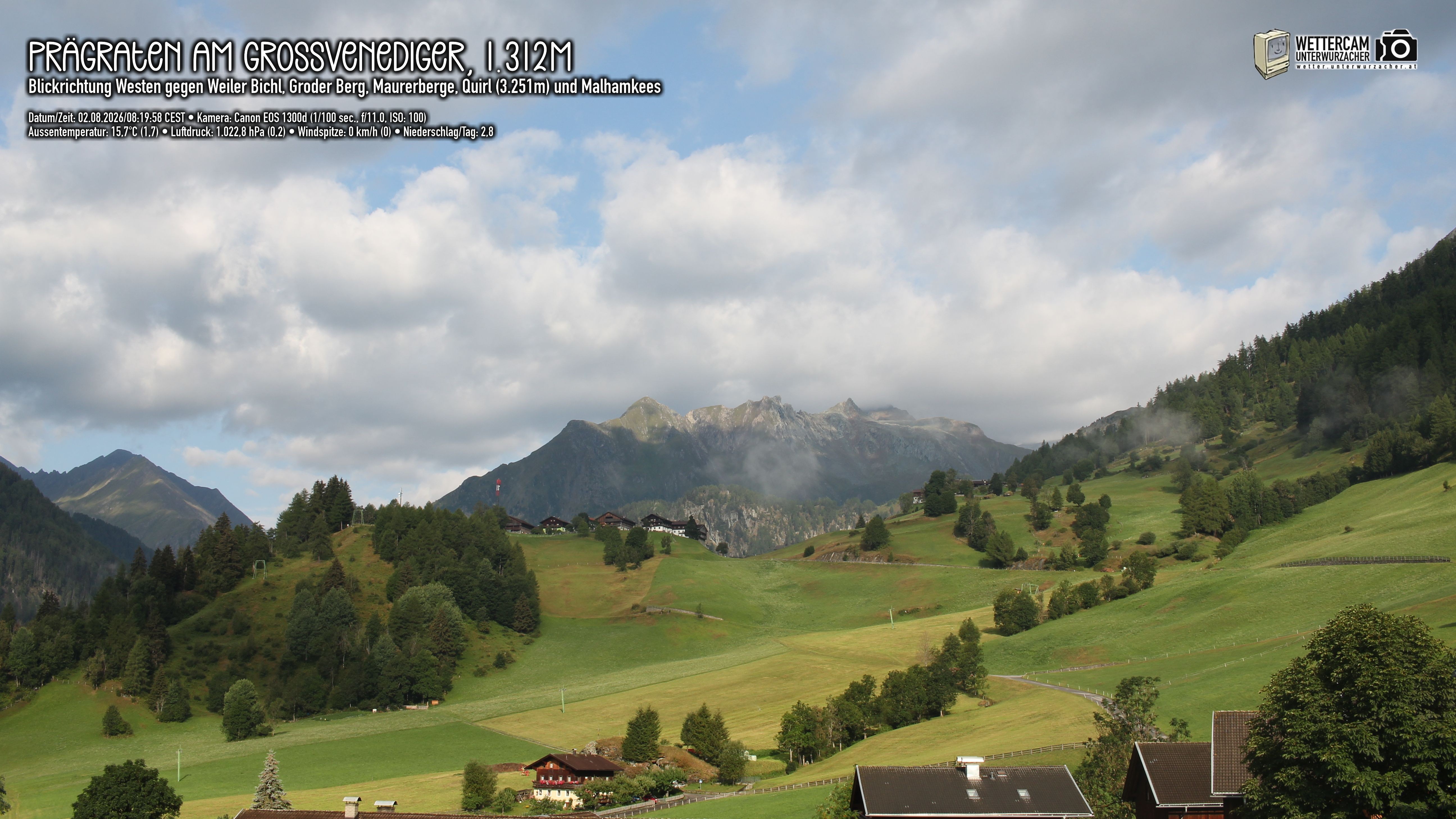 Archived image Webcam Prägraten am Großvenediger - Maurer Berge