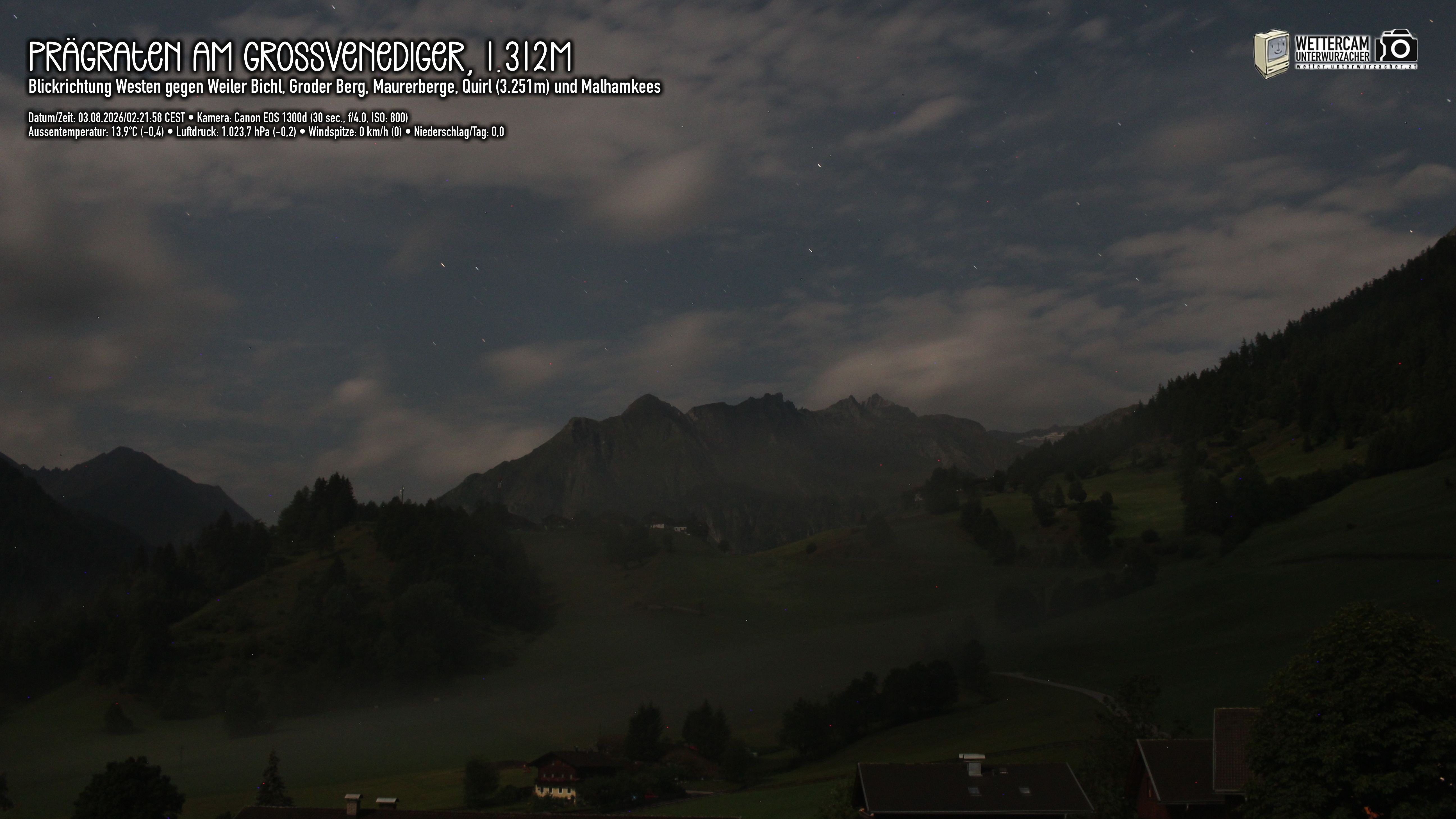 Archived image Webcam Prägraten am Großvenediger - Maurer Berge