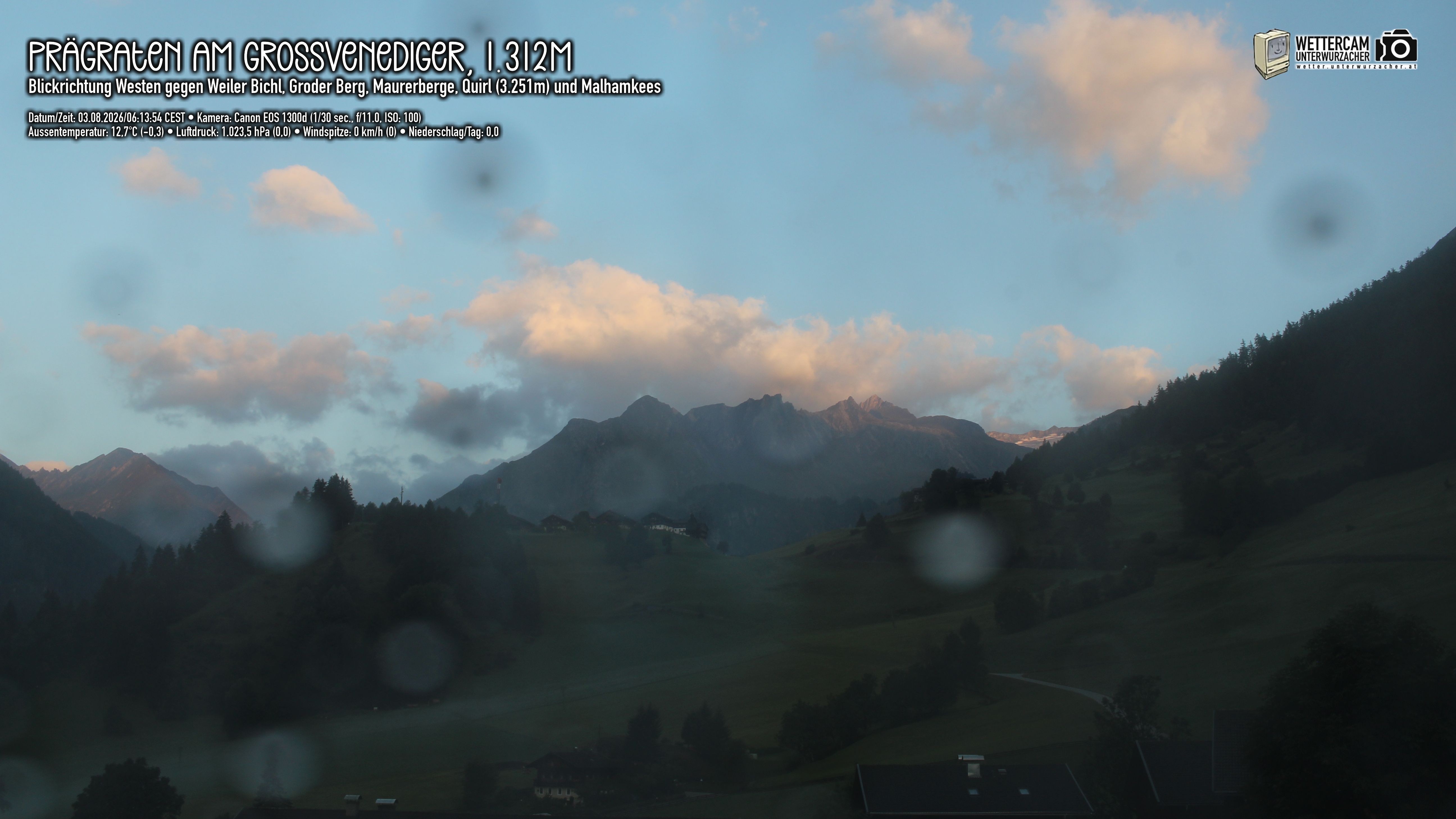 Archiv Foto Webcam Prägraten am Großvenediger - Dorf Bichl und Maurer Berge