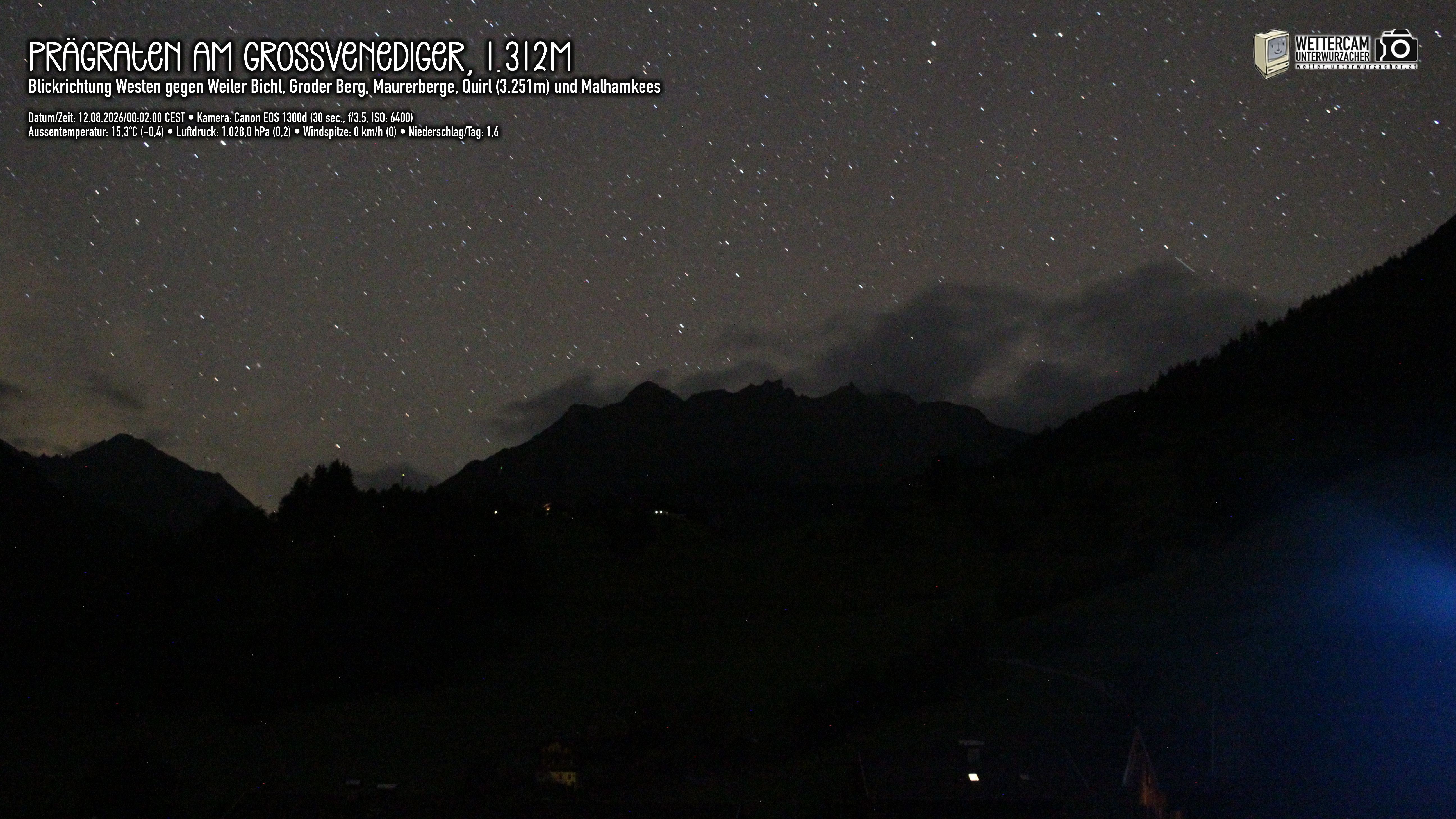 Archived image Webcam Prägraten am Großvenediger - Maurer Berge