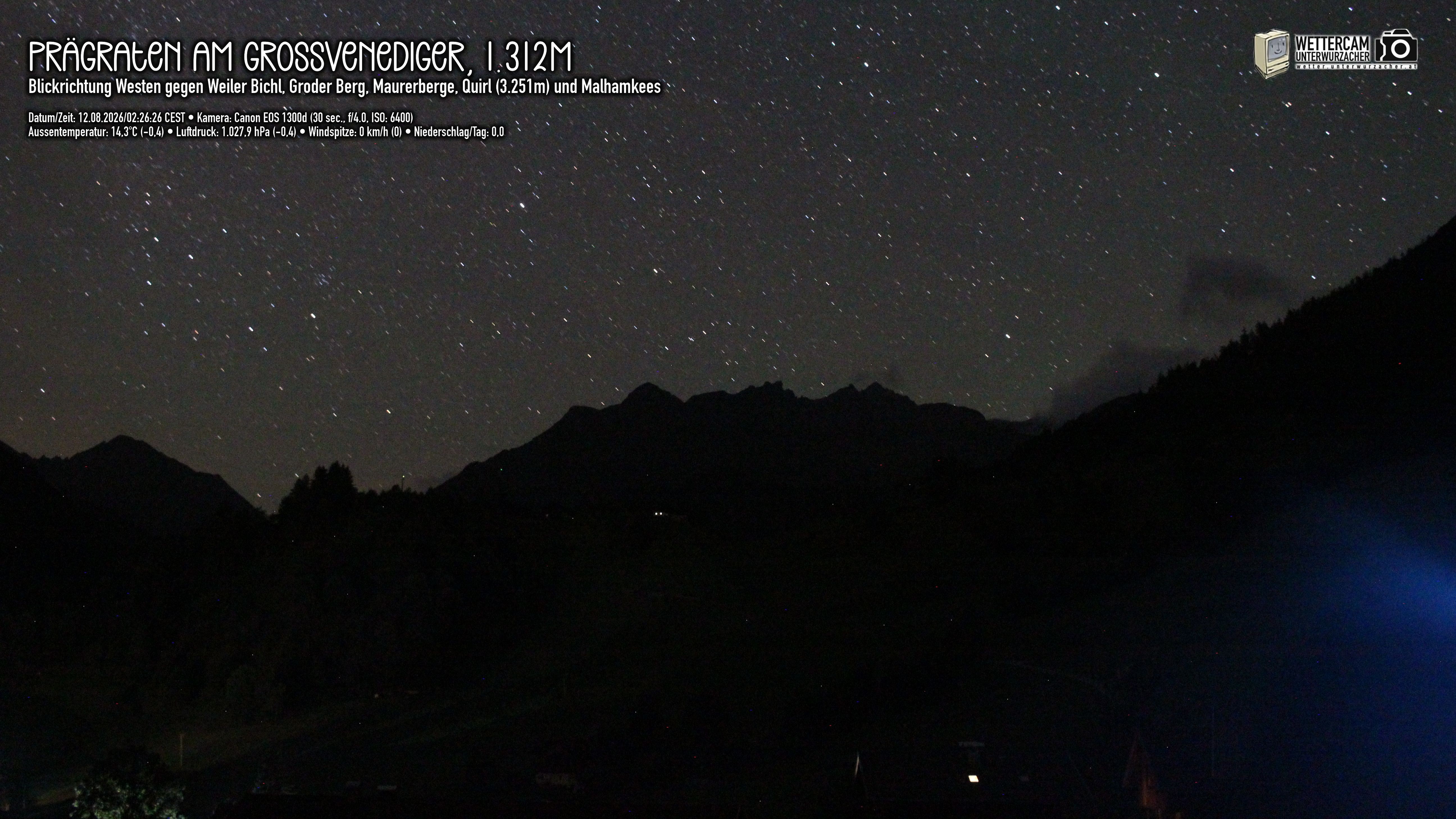 Archived image Webcam Prägraten am Großvenediger - Maurer Berge