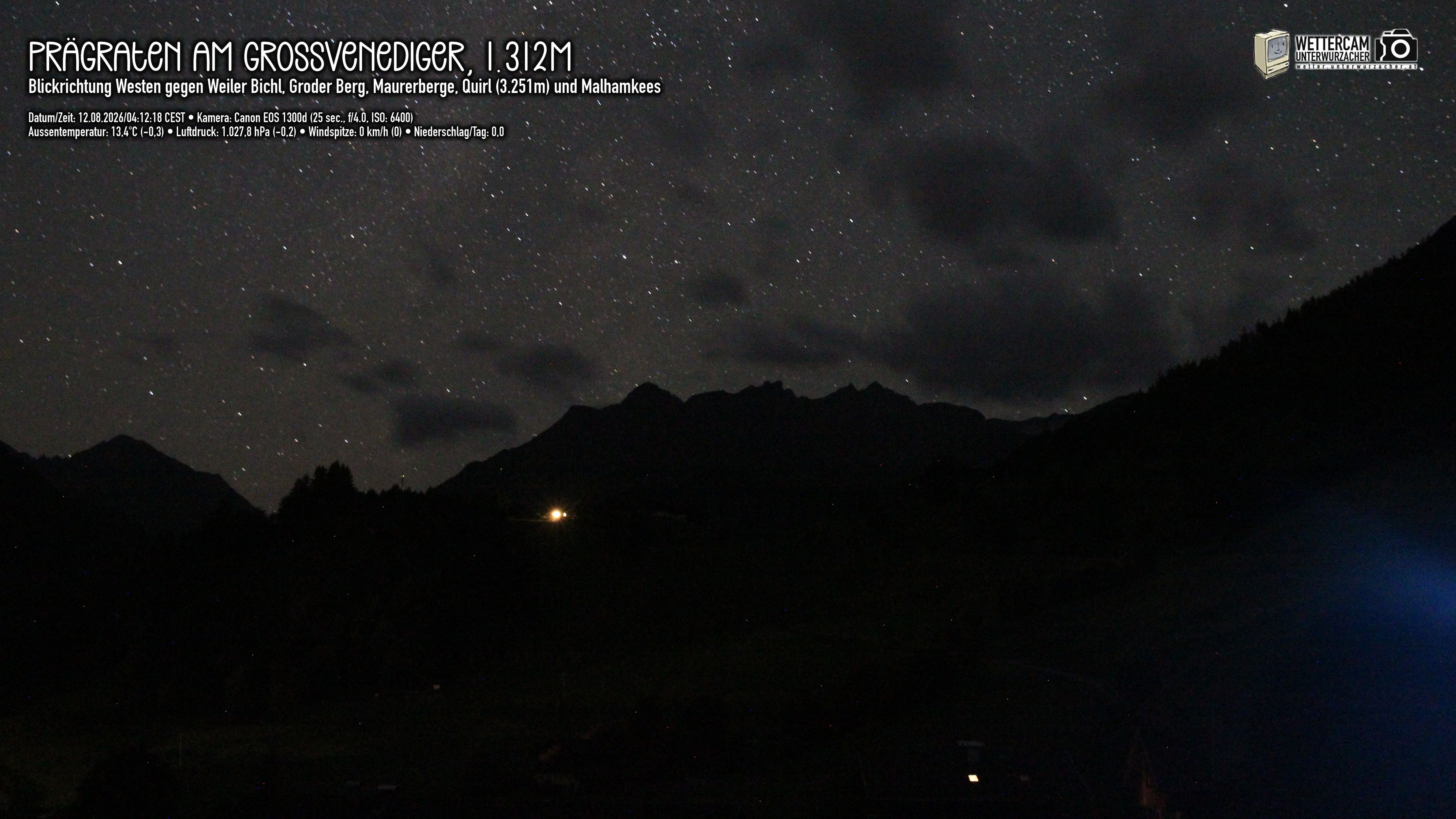 Archived image Webcam Prägraten am Großvenediger - Maurer Berge
