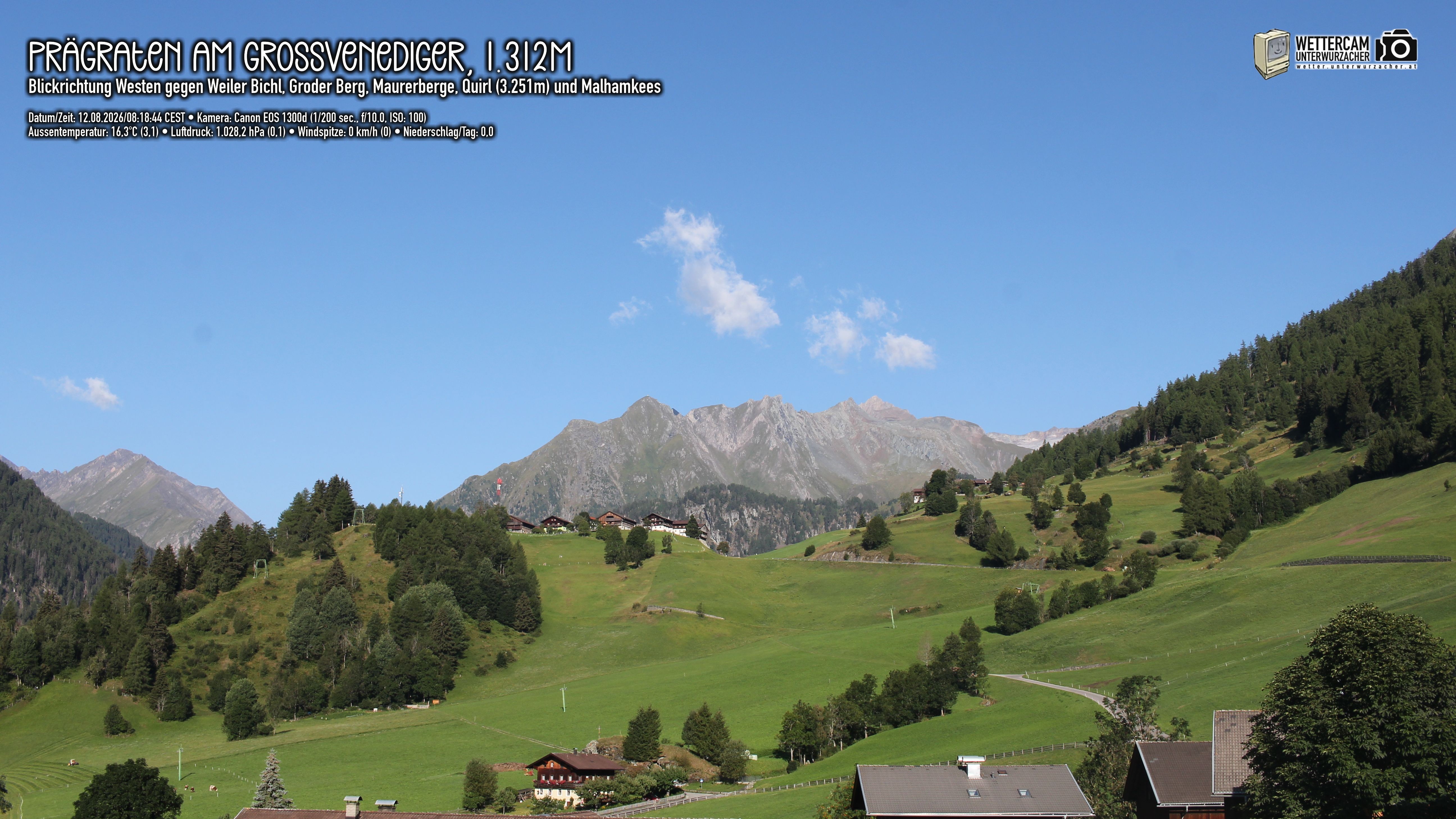 Archived image Webcam Prägraten am Großvenediger - Maurer Berge
