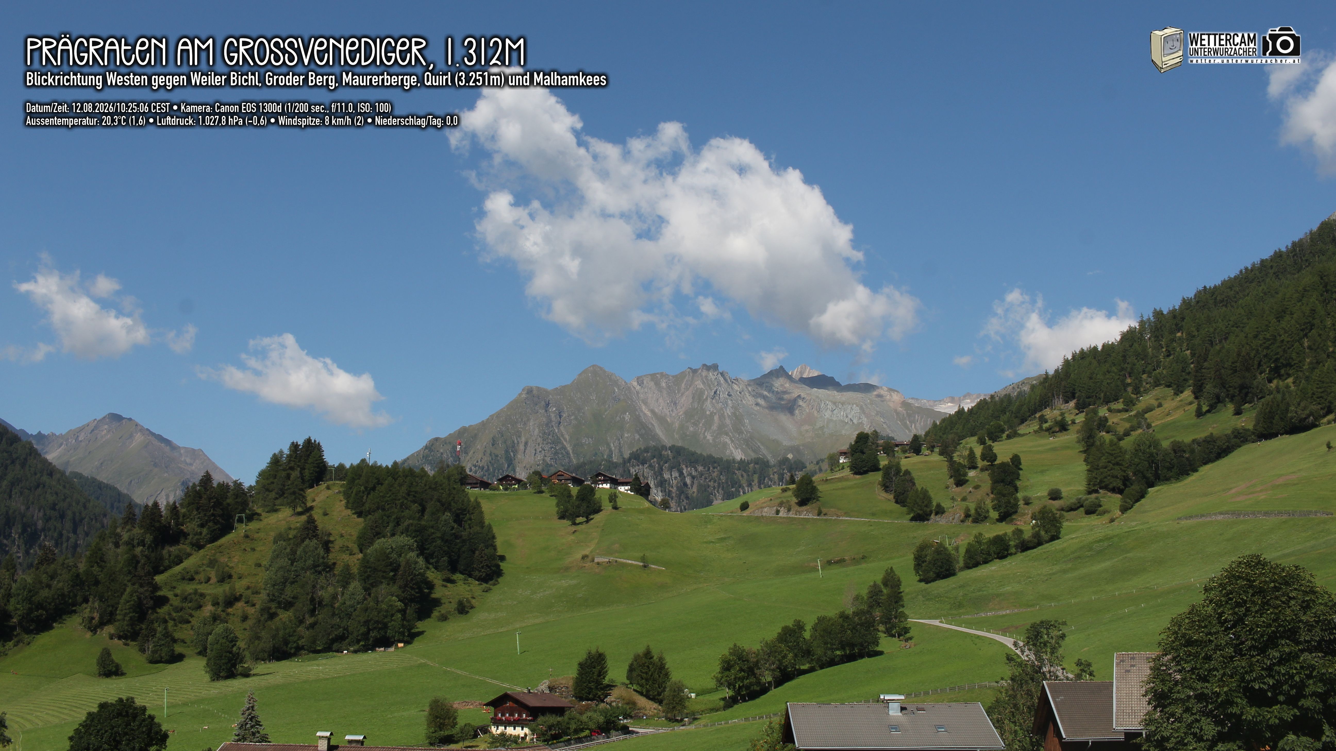 Archived image Webcam Prägraten am Großvenediger - Maurer Berge