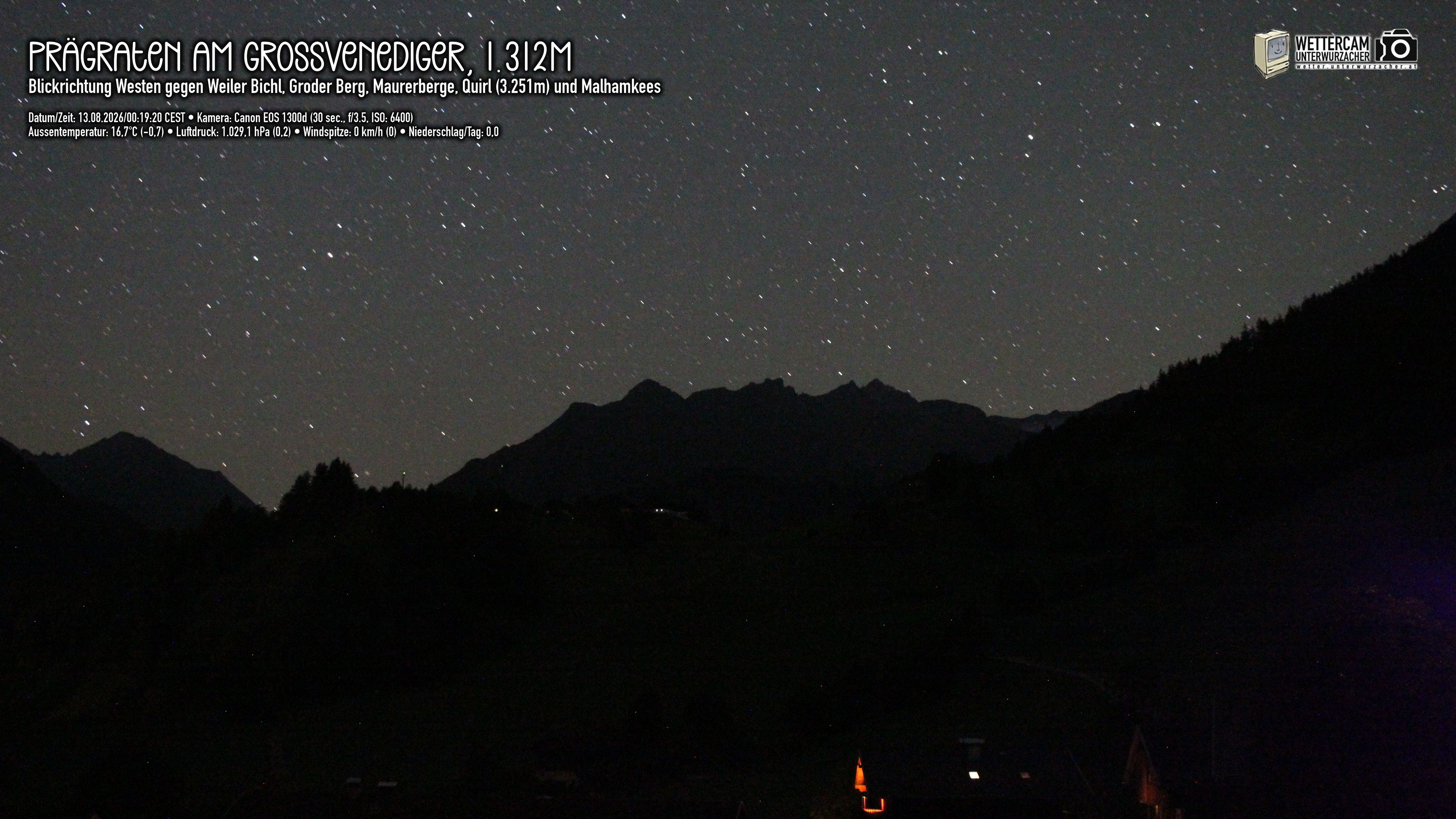 Archived image Webcam Prägraten am Großvenediger - Maurer Berge