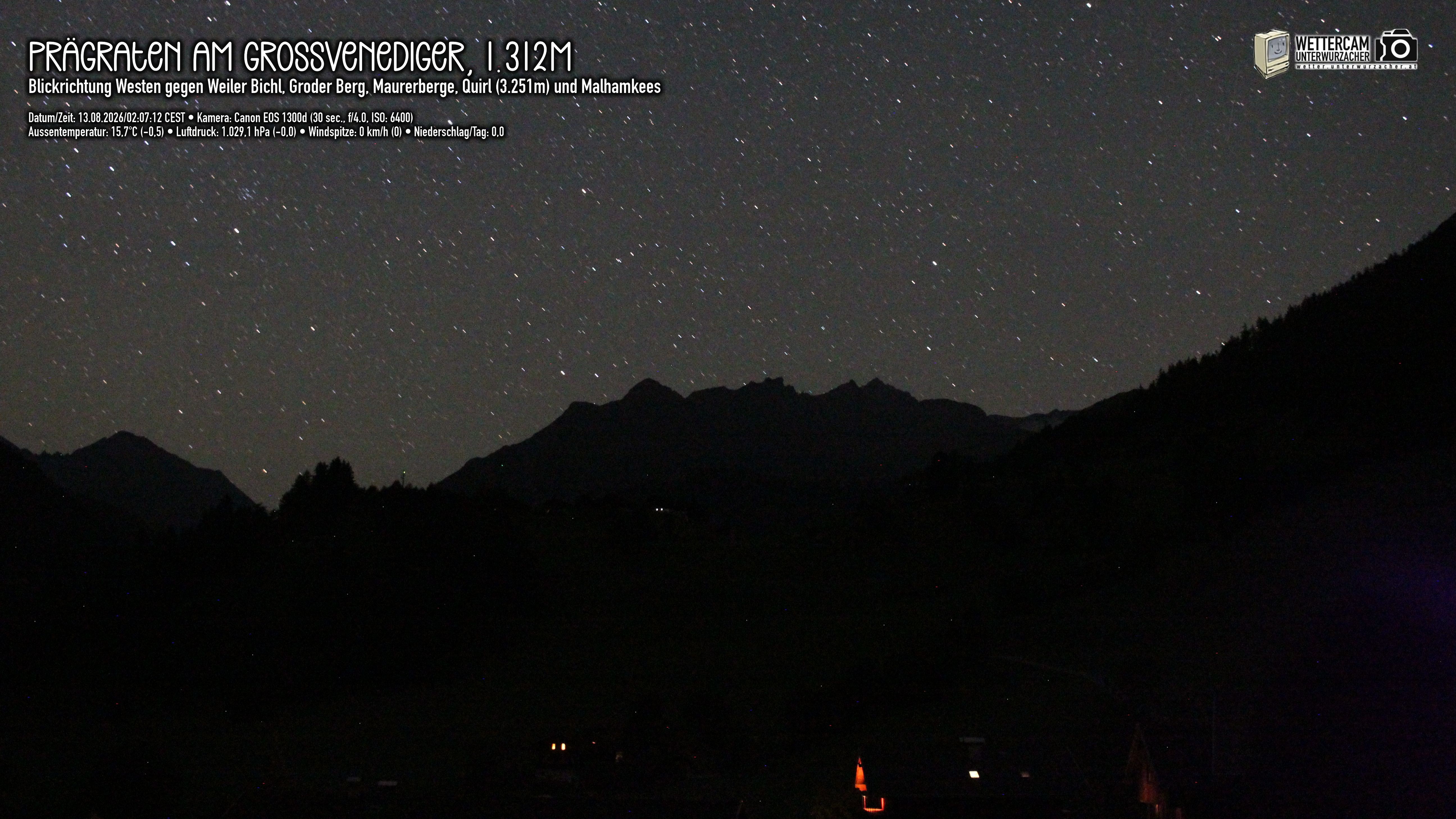Archived image Webcam Prägraten am Großvenediger - Maurer Berge