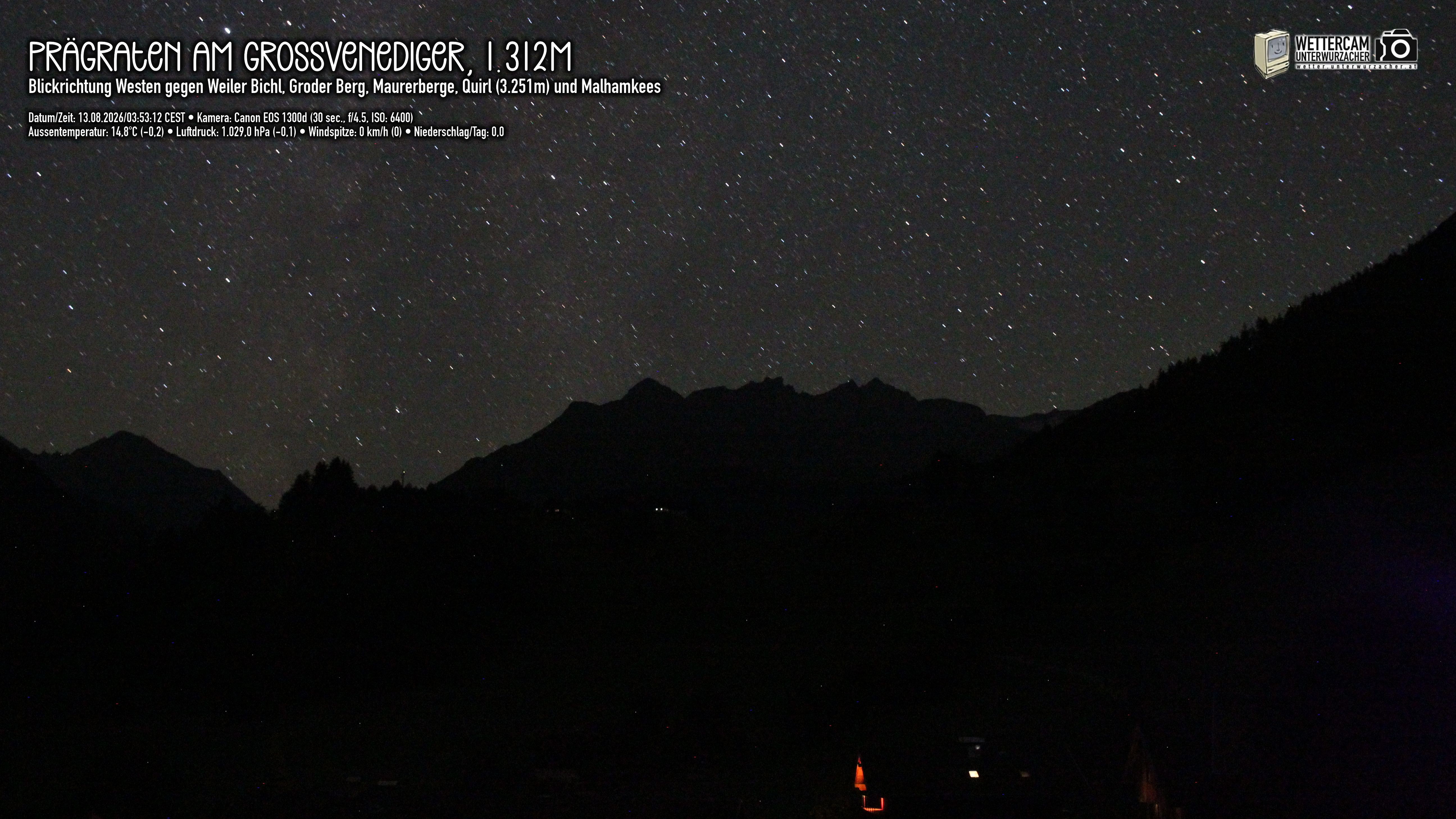 Archived image Webcam Prägraten am Großvenediger - Maurer Berge