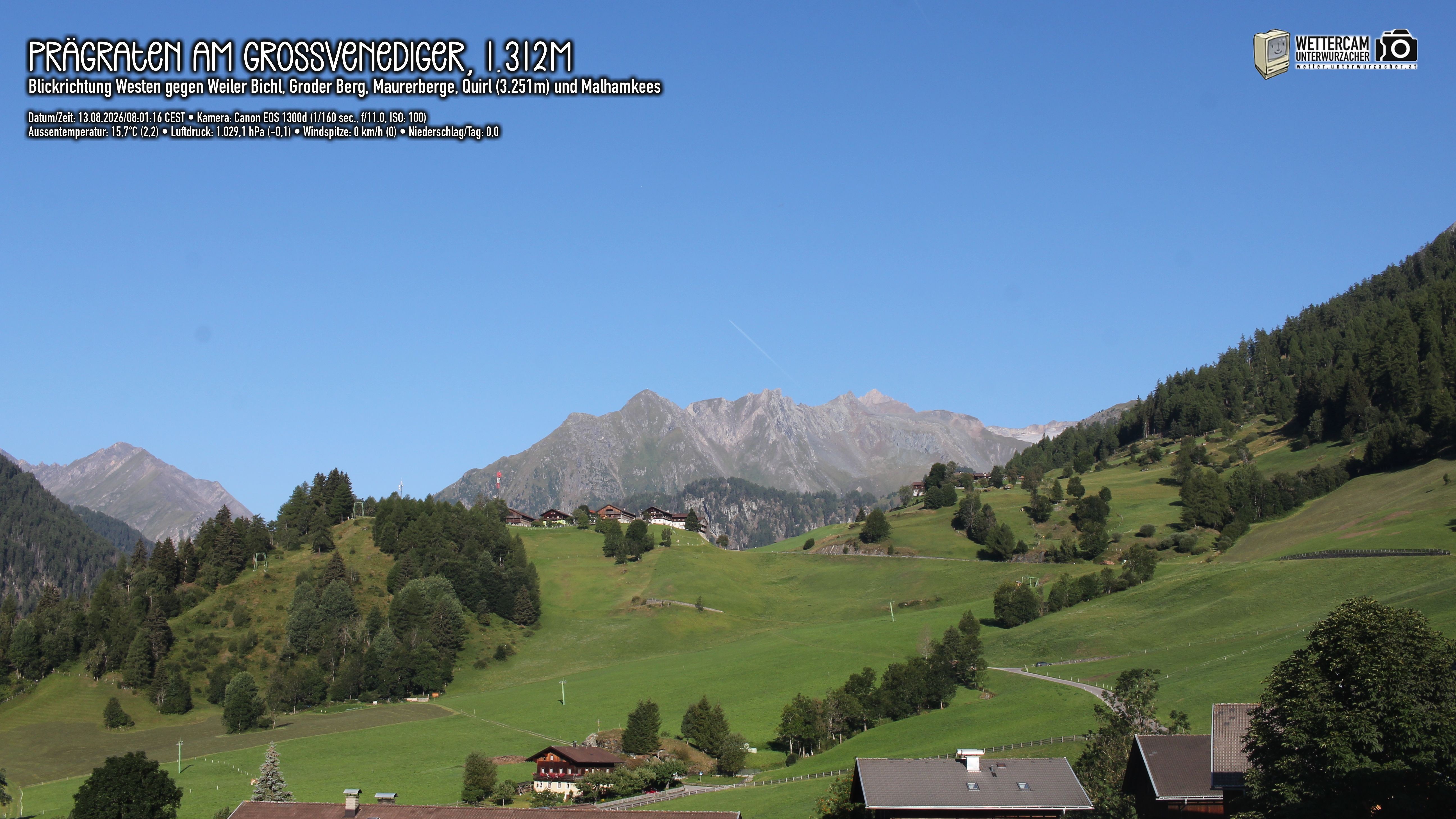 Archived image Webcam Prägraten am Großvenediger - Maurer Berge