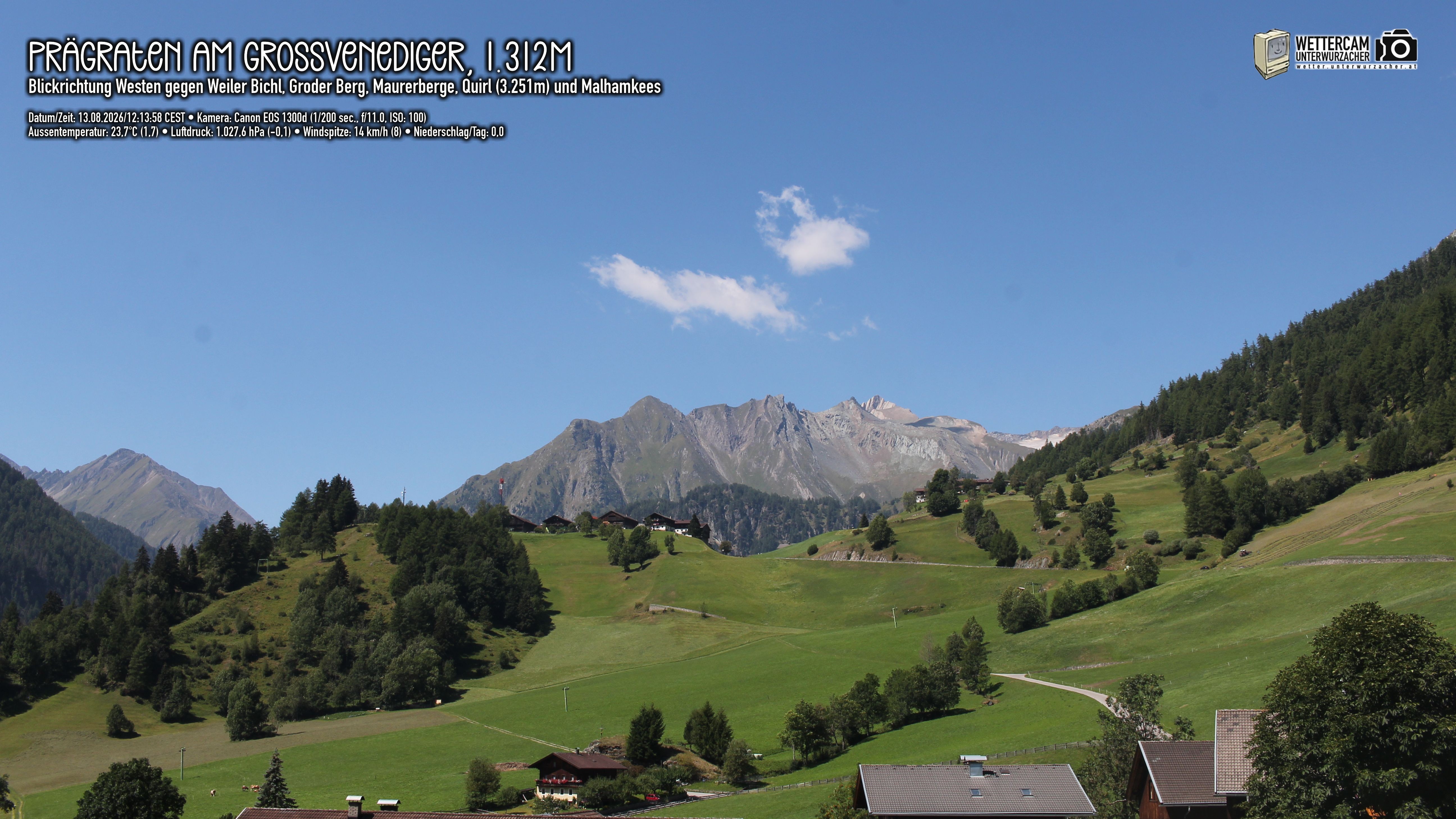 Archived image Webcam Prägraten am Großvenediger - Maurer Berge
