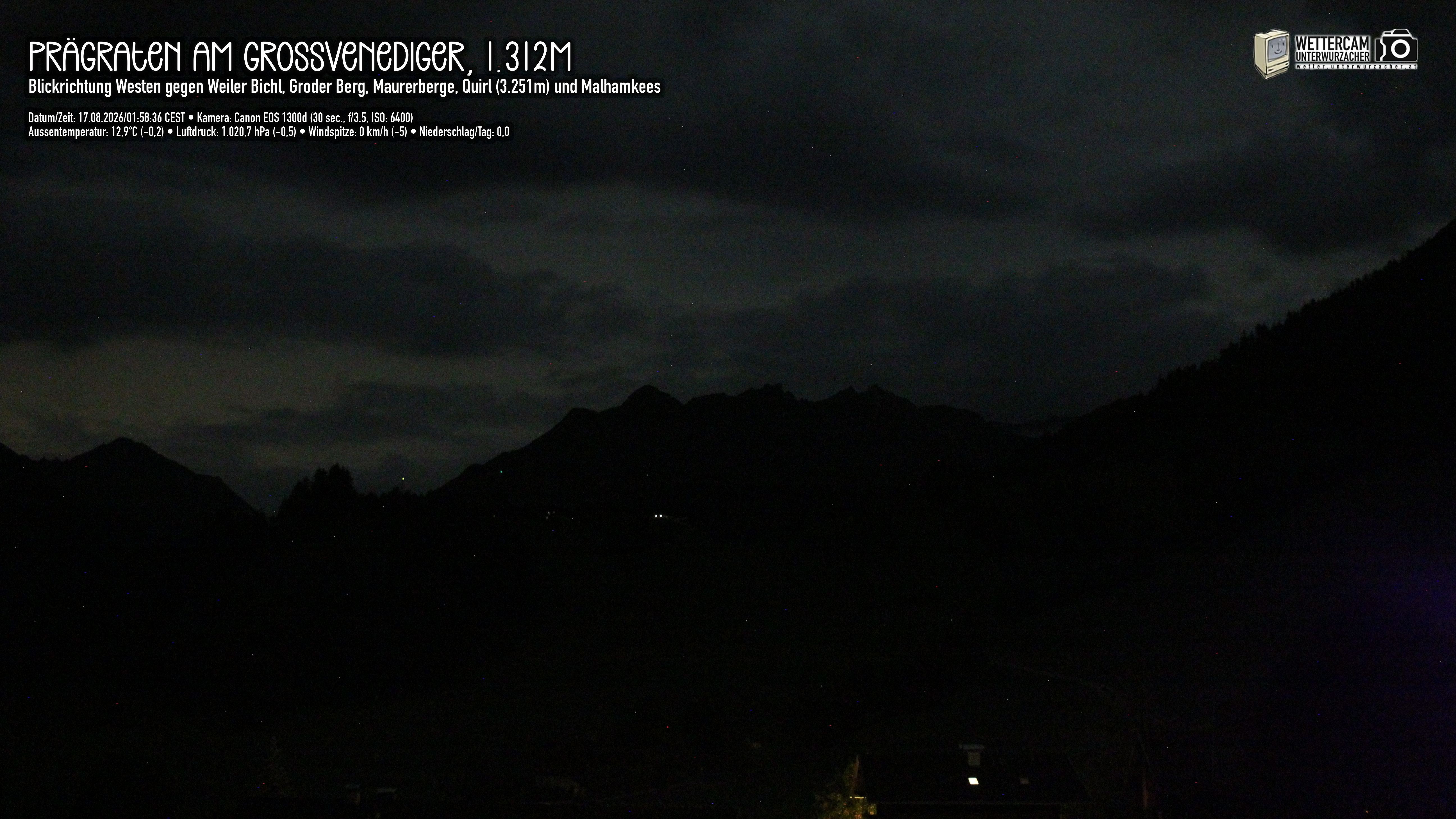 Archiv Foto Webcam Prägraten am Großvenediger - Dorf Bichl und Maurer Berge