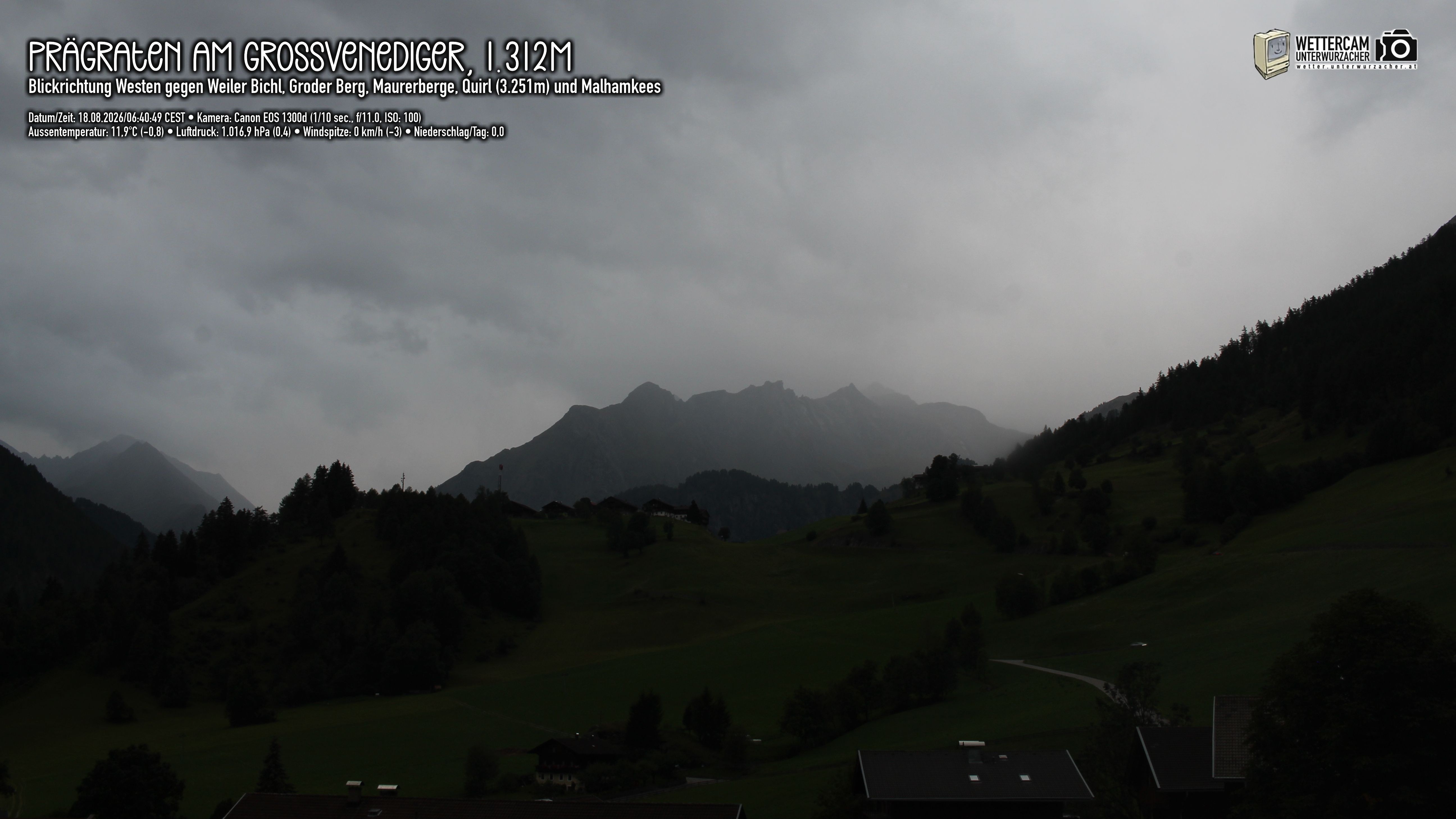 Archiv Foto Webcam Prägraten am Großvenediger - Dorf Bichl und Maurer Berge