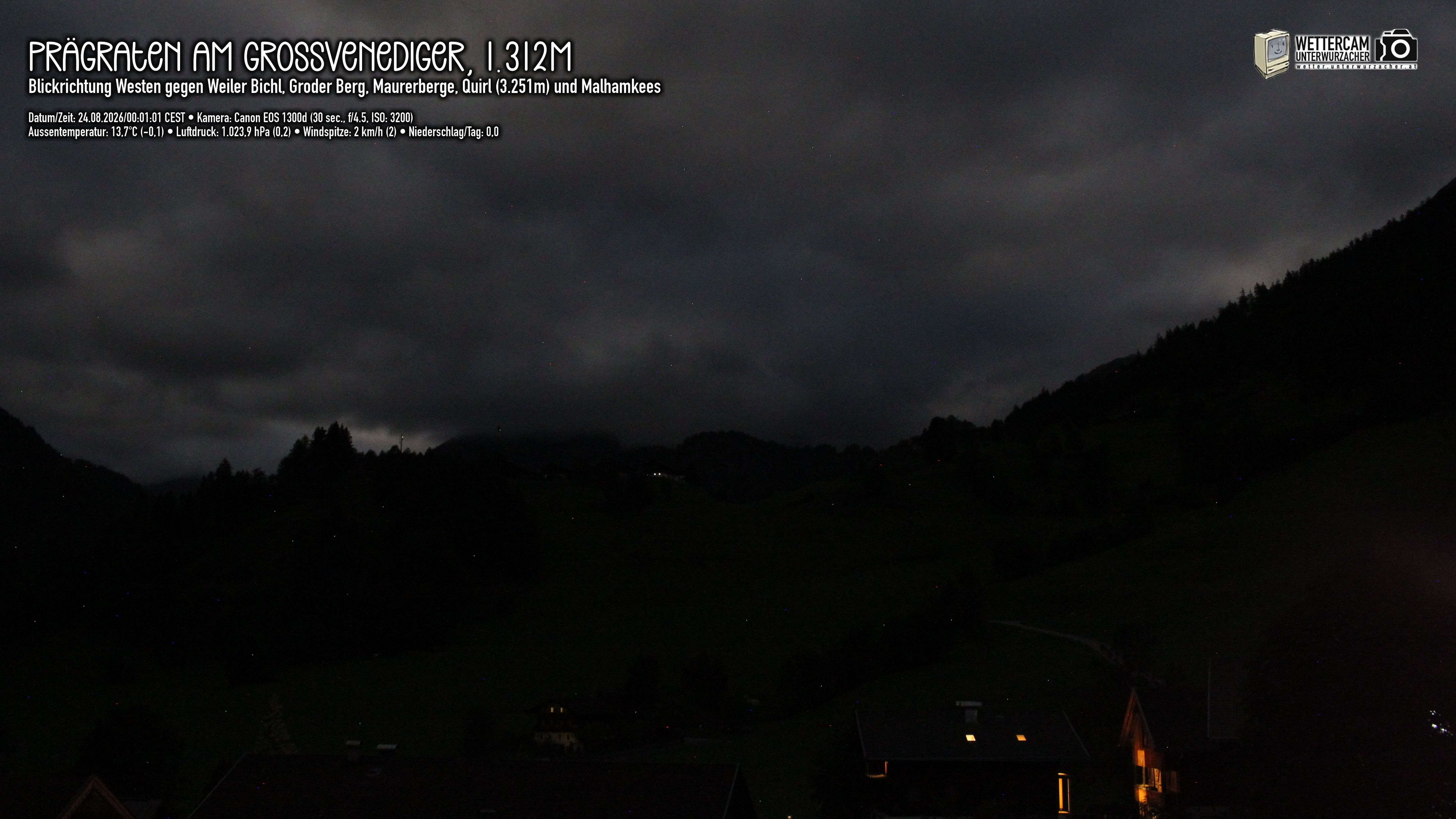 Archiv Foto Webcam Prägraten am Großvenediger - Dorf Bichl und Maurer Berge