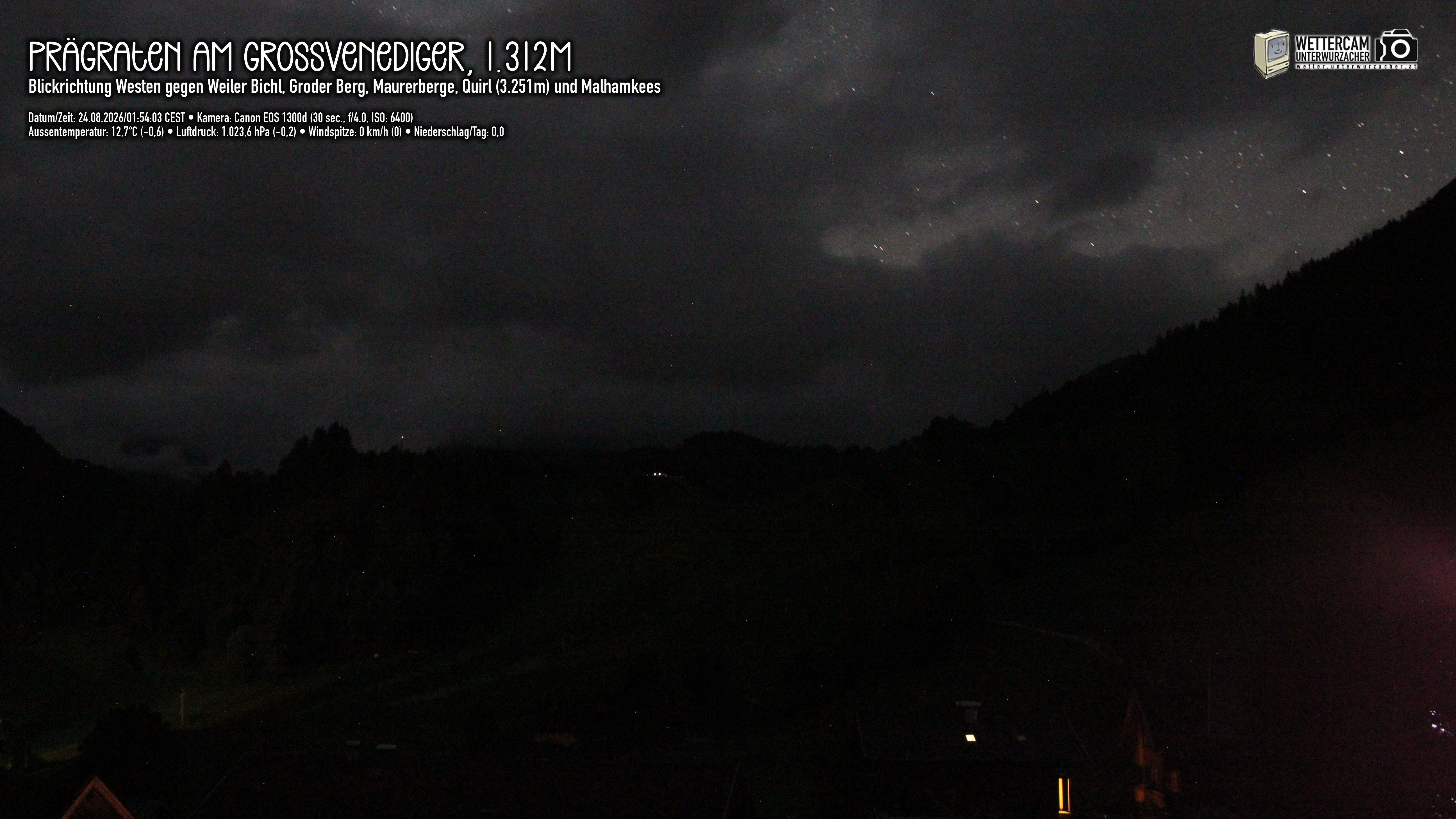 Archiv Foto Webcam Prägraten am Großvenediger - Dorf Bichl und Maurer Berge