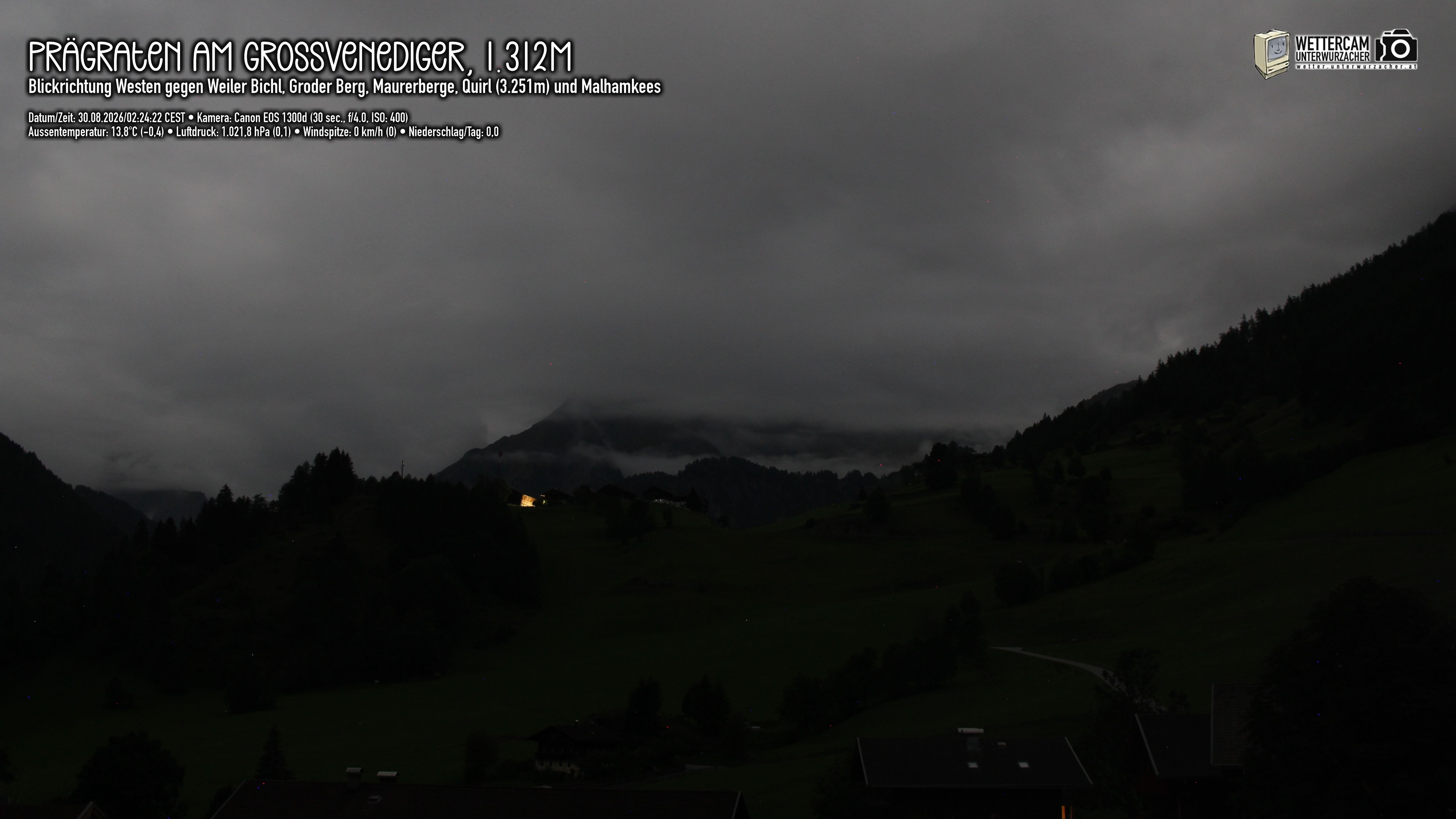 Archiv Foto Webcam Prägraten am Großvenediger - Dorf Bichl und Maurer Berge