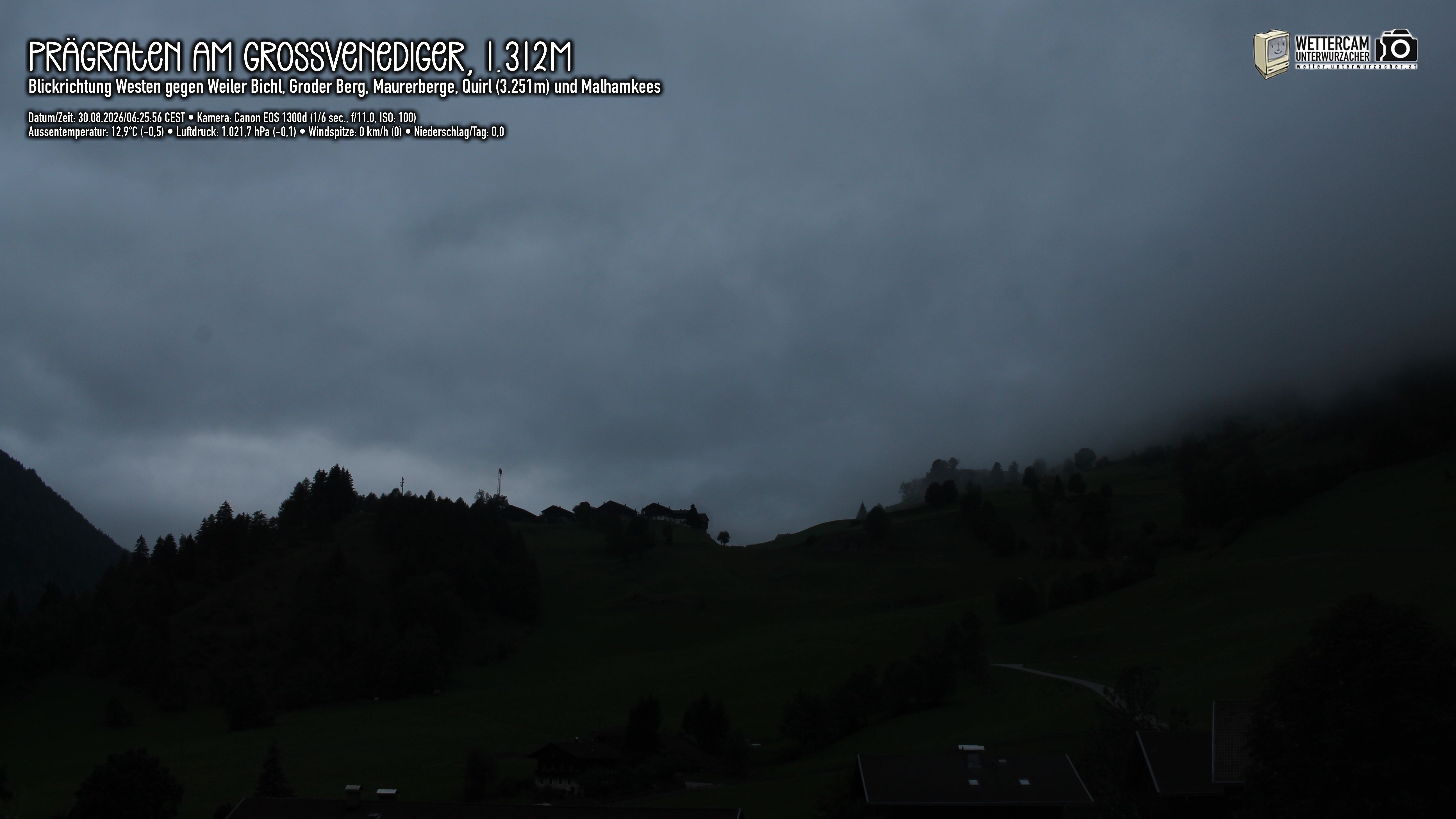 Archiv Foto Webcam Prägraten am Großvenediger - Dorf Bichl und Maurer Berge