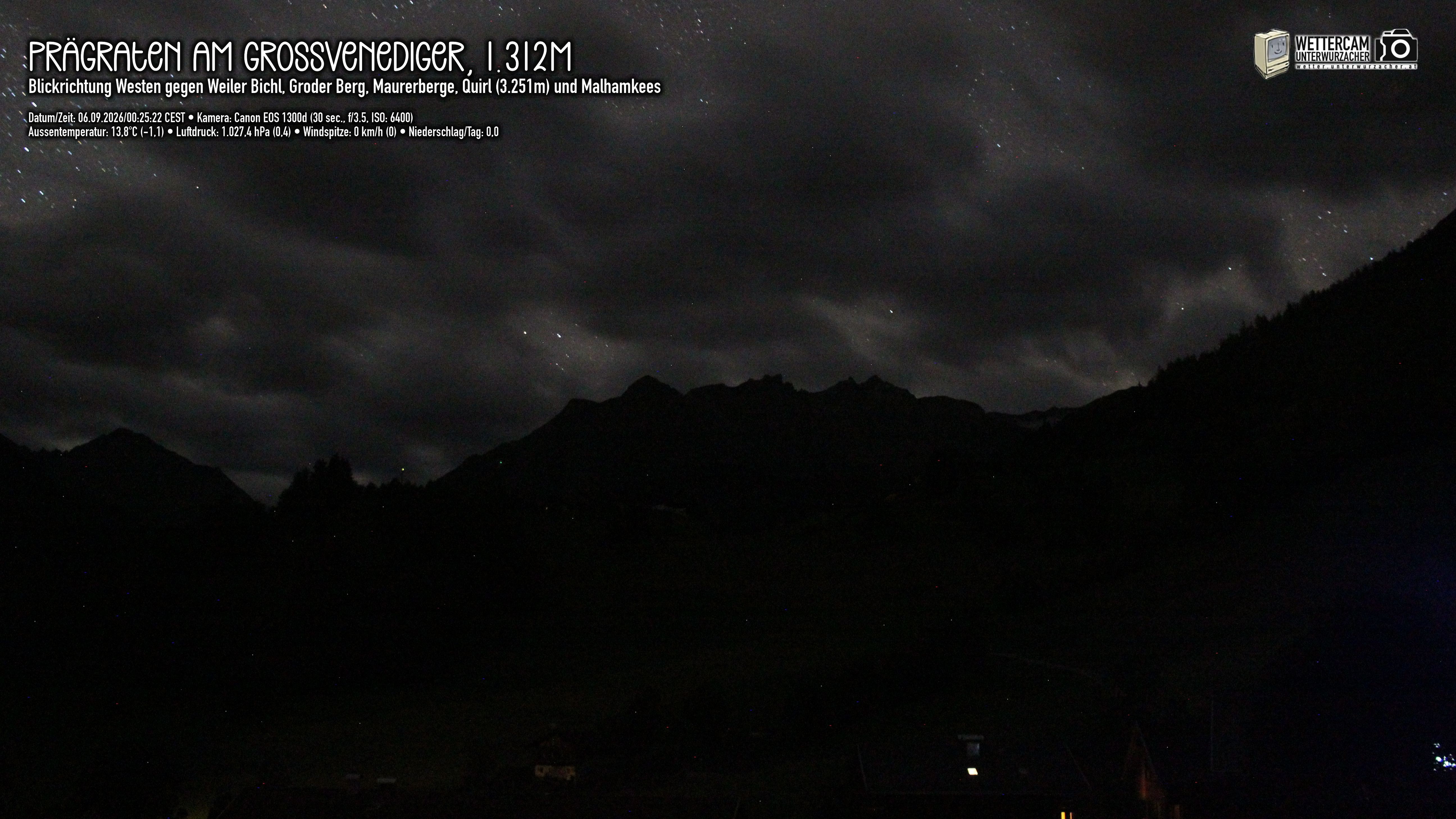 Archiv Foto Webcam Prägraten am Großvenediger - Dorf Bichl und Maurer Berge