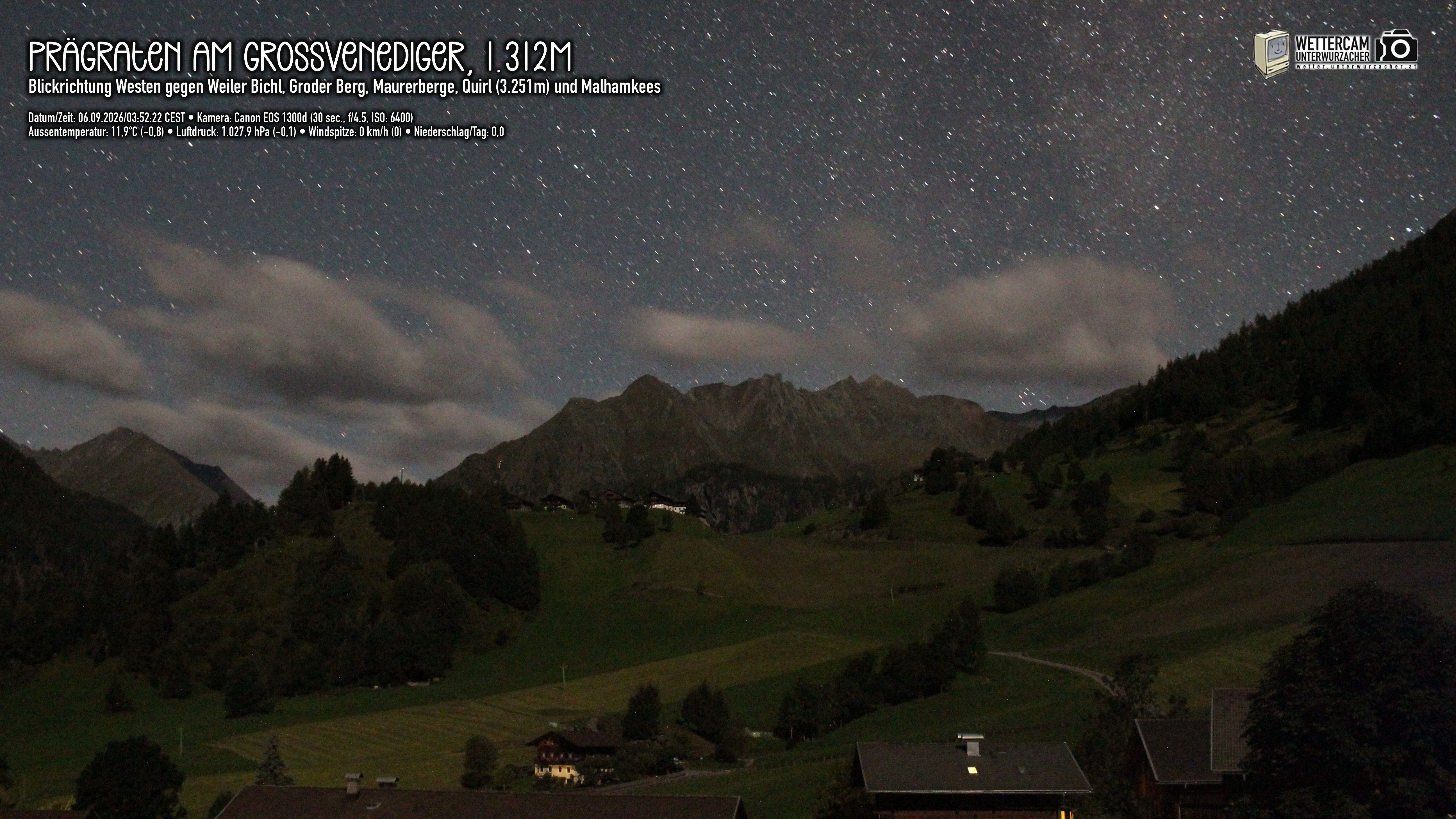 Archiv Foto Webcam Prägraten am Großvenediger - Dorf Bichl und Maurer Berge
