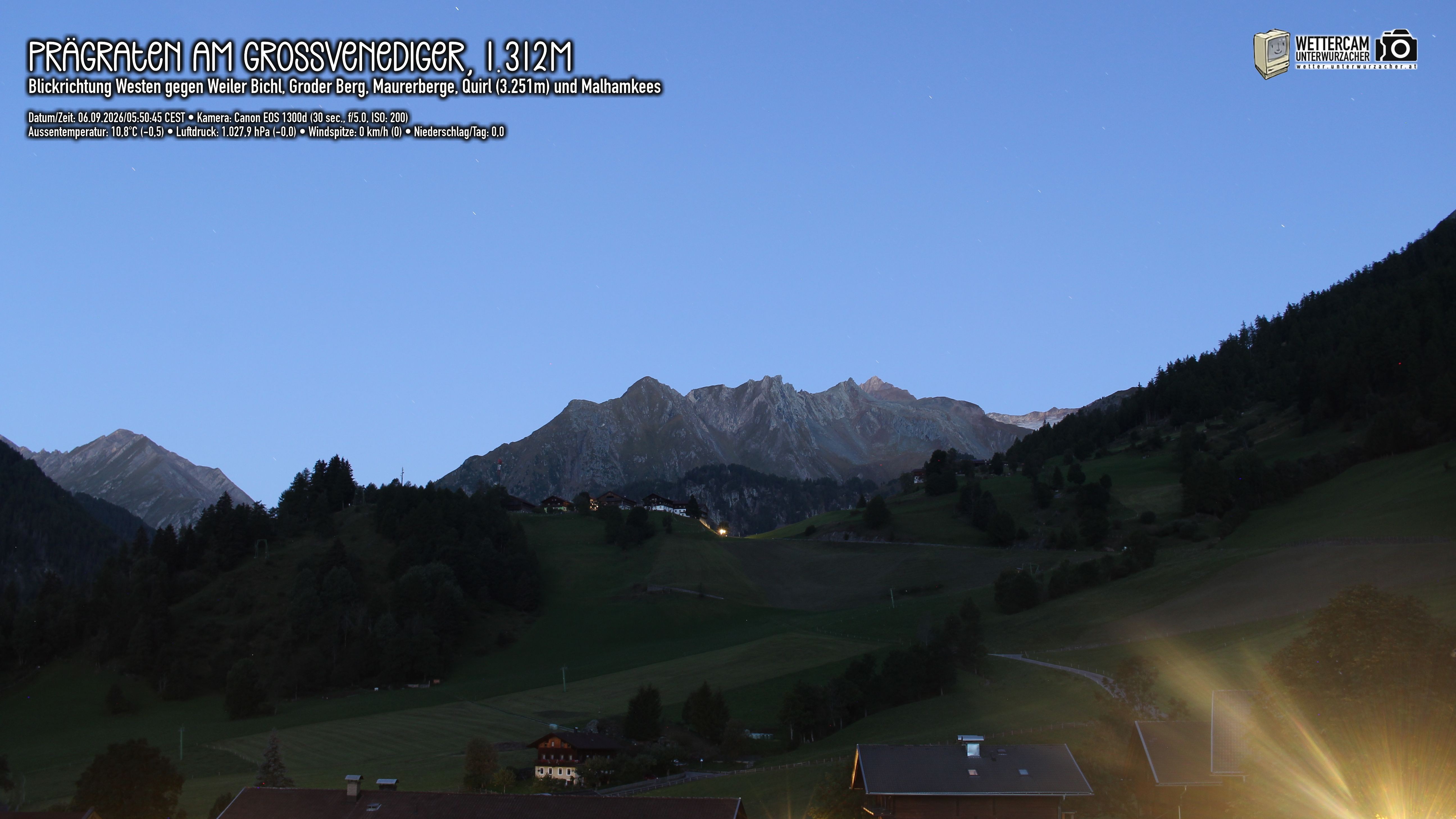 Archiv Foto Webcam Prägraten am Großvenediger - Dorf Bichl und Maurer Berge