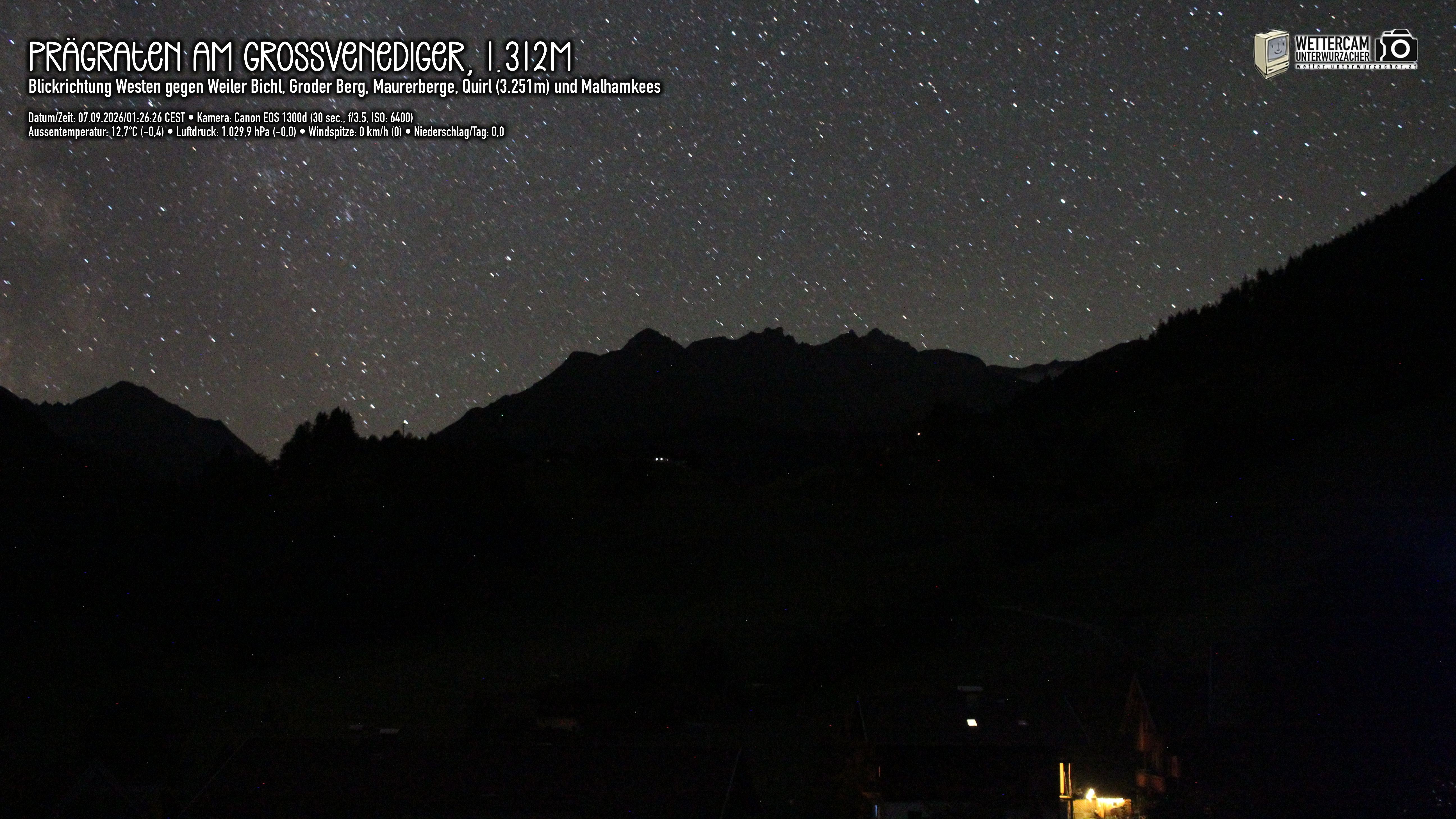Archiv Foto Webcam Prägraten am Großvenediger - Dorf Bichl und Maurer Berge