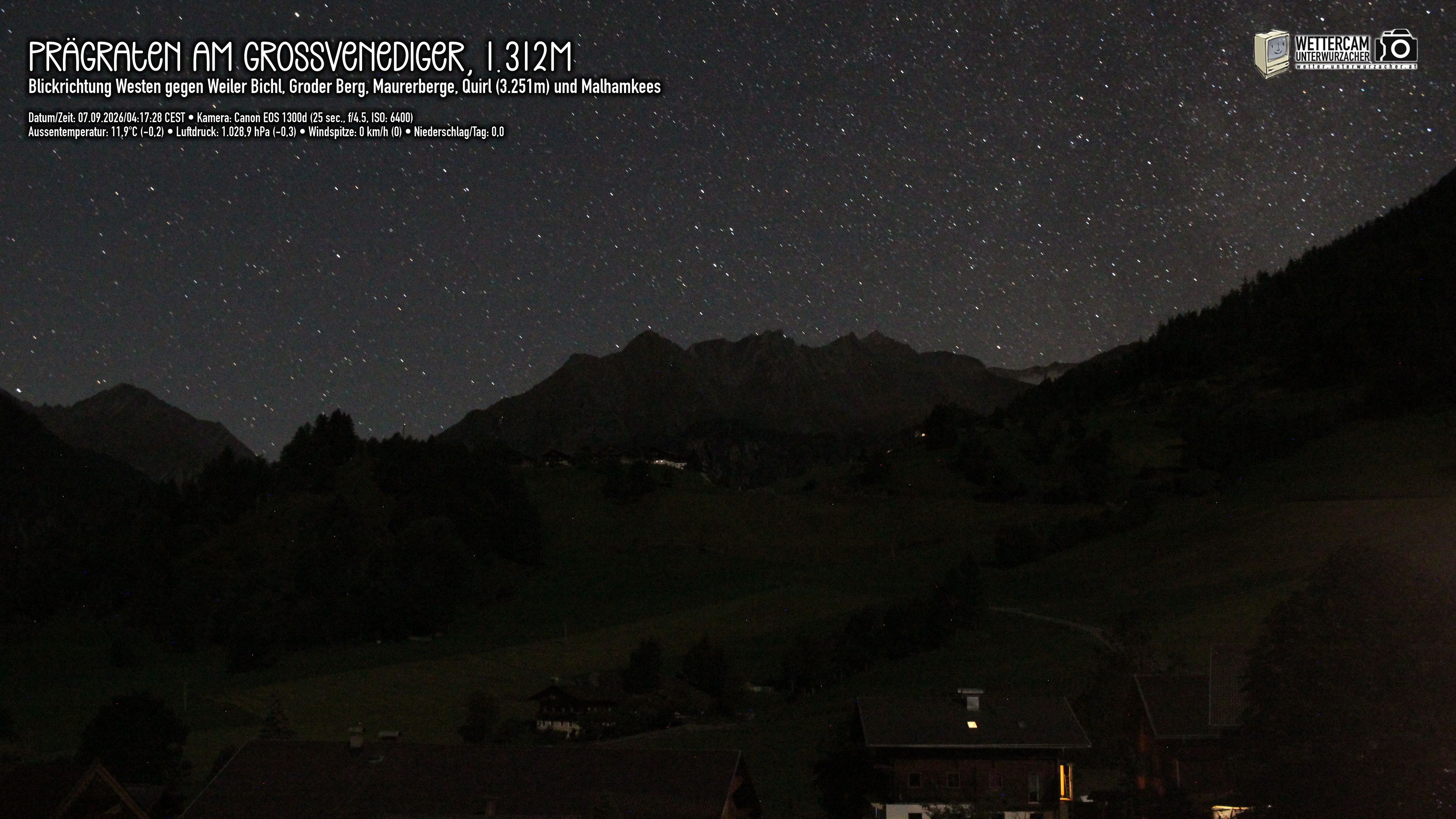 Archiv Foto Webcam Prägraten am Großvenediger - Dorf Bichl und Maurer Berge